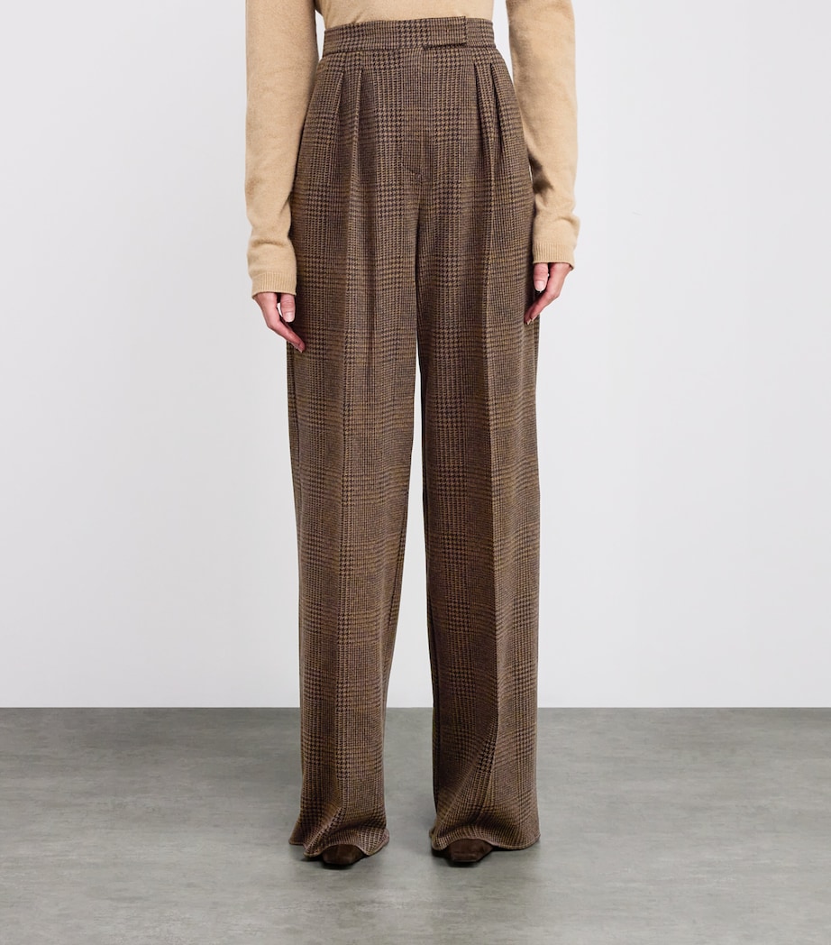 Wool-Cotton Houndstooth Trousers CHOCOLATE Image 3