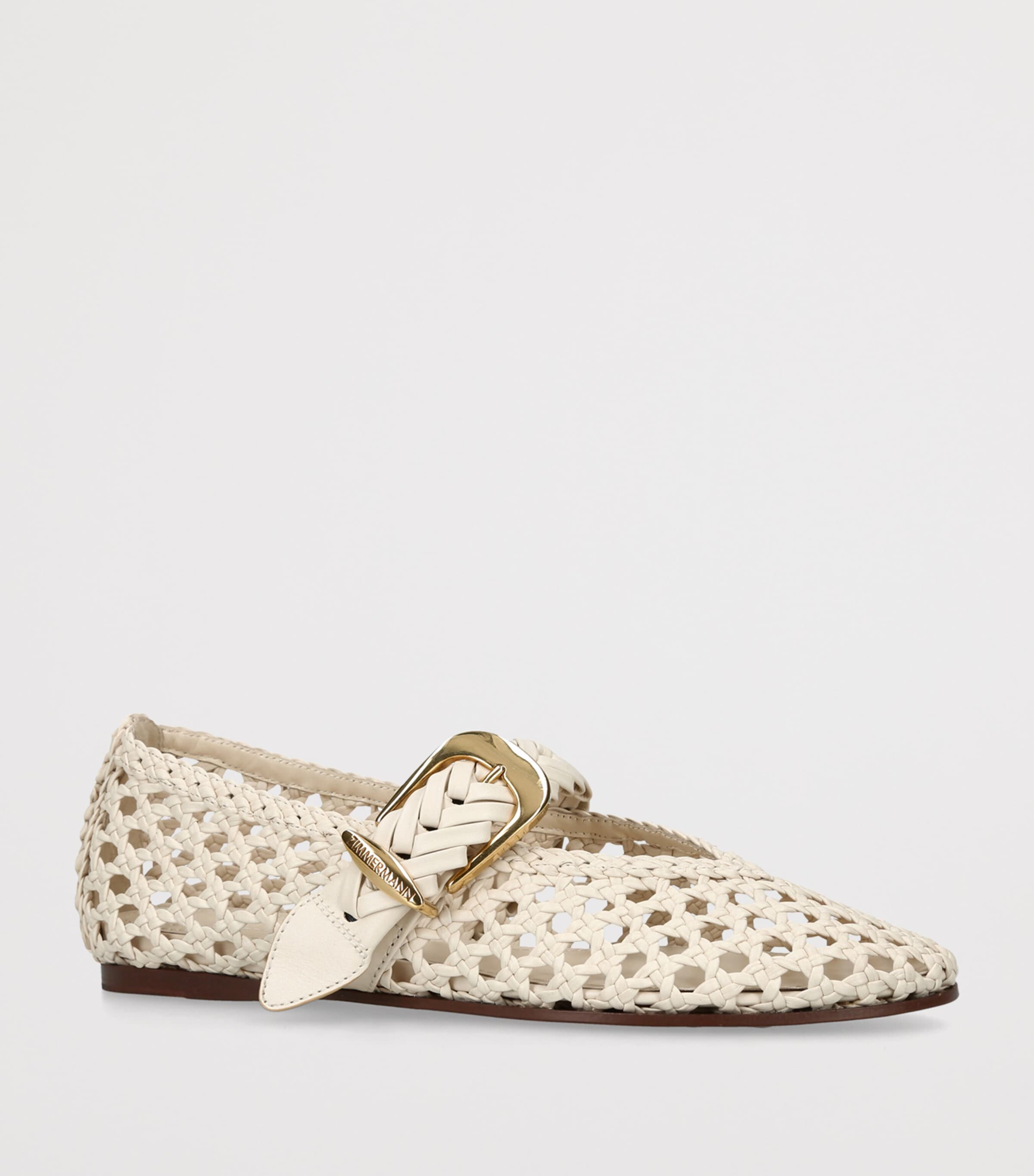 Zimmermann Leather Helix Ballet Flats Bone Image 2