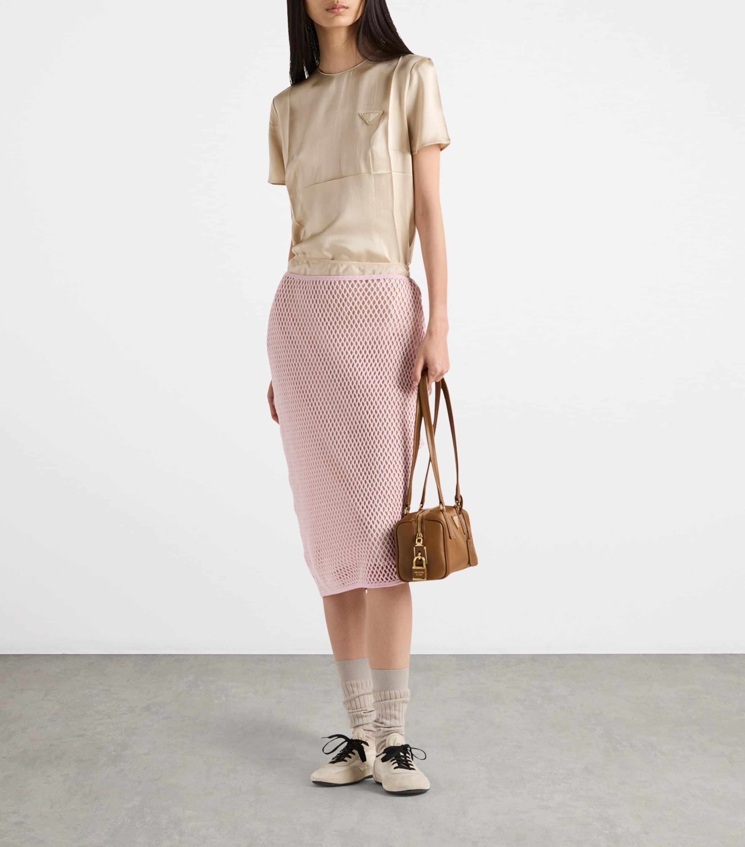 Cotton Mesh Midi Skirt F0442 Image 2