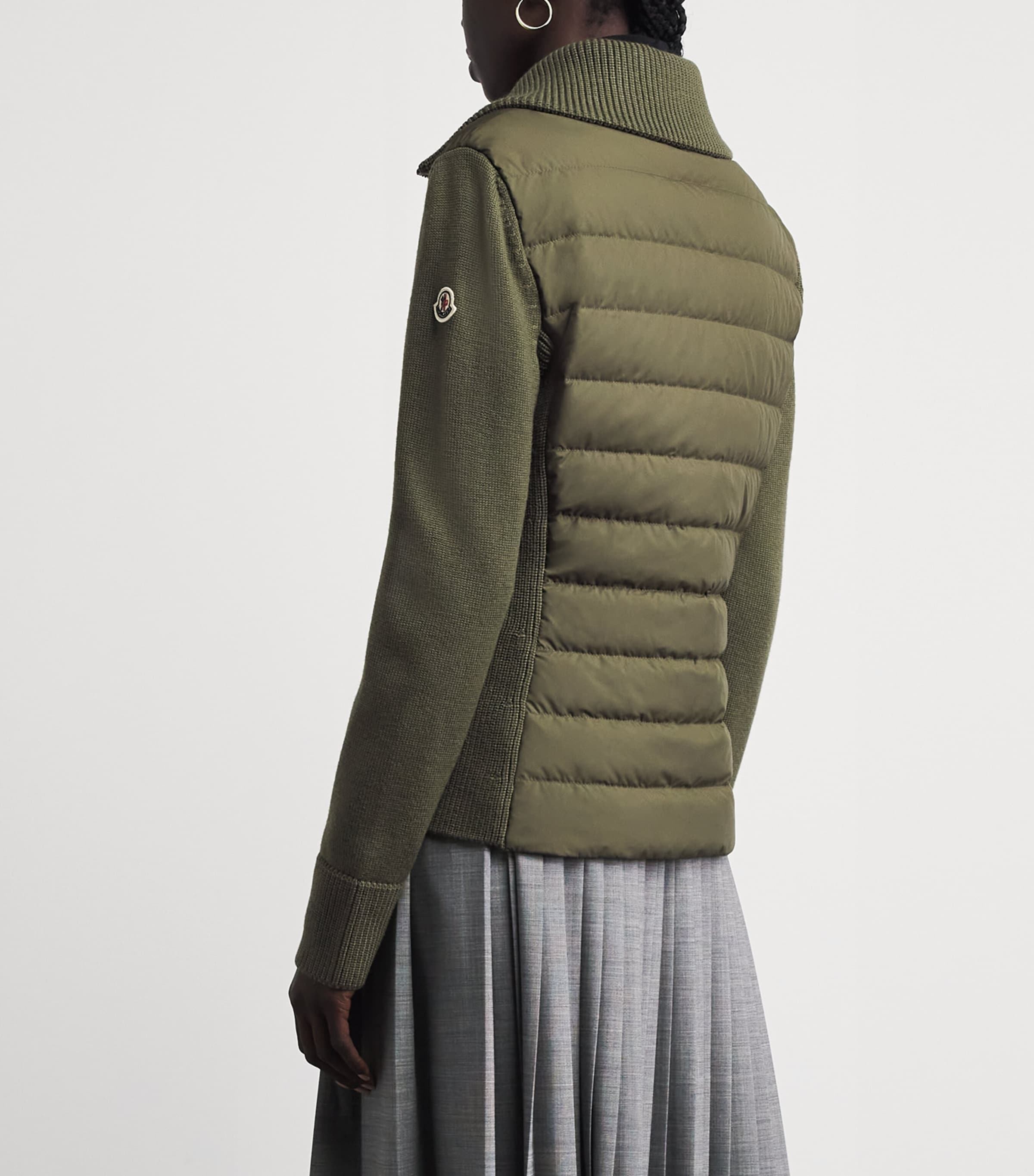 Moncler Womens Virgin Wool Padded Quilted Cardigan Image 5