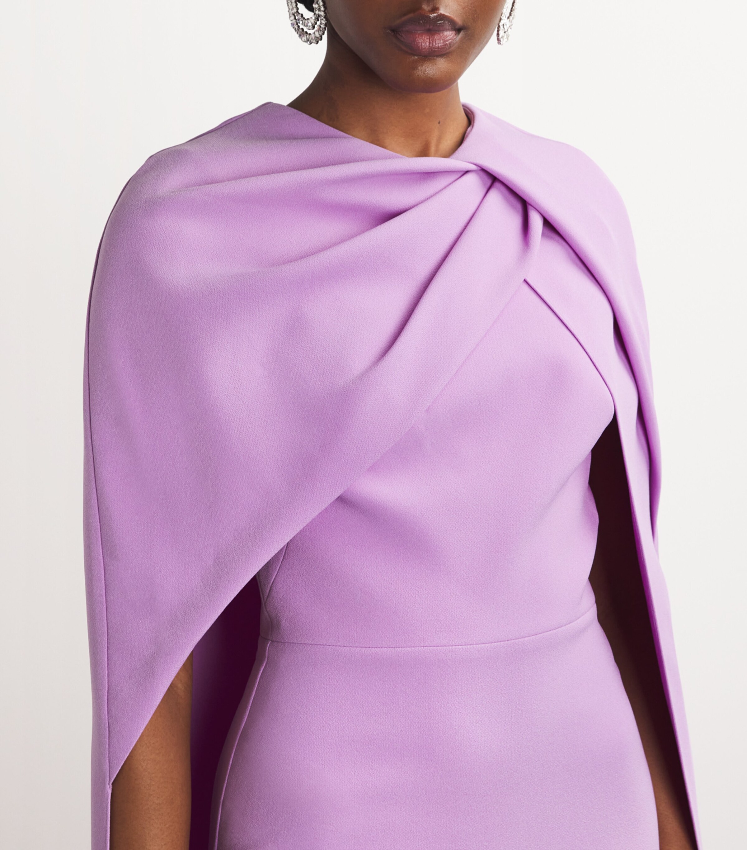 Safiyaa Stretch-Crepe Cape Oria Midi Dress | Harrods US
