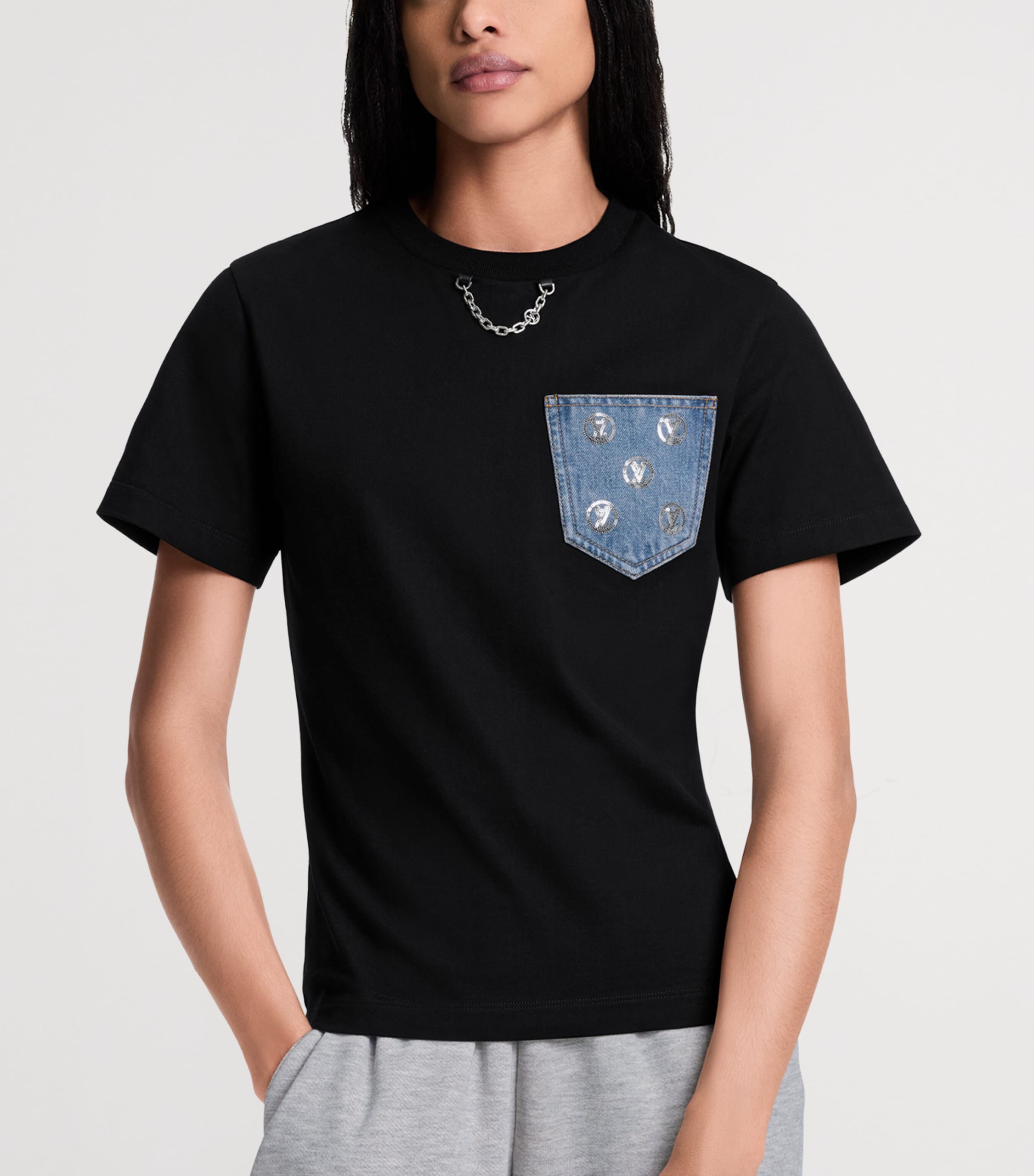 Cotton Pocket-Detail T-Shirt BLACK Image 2