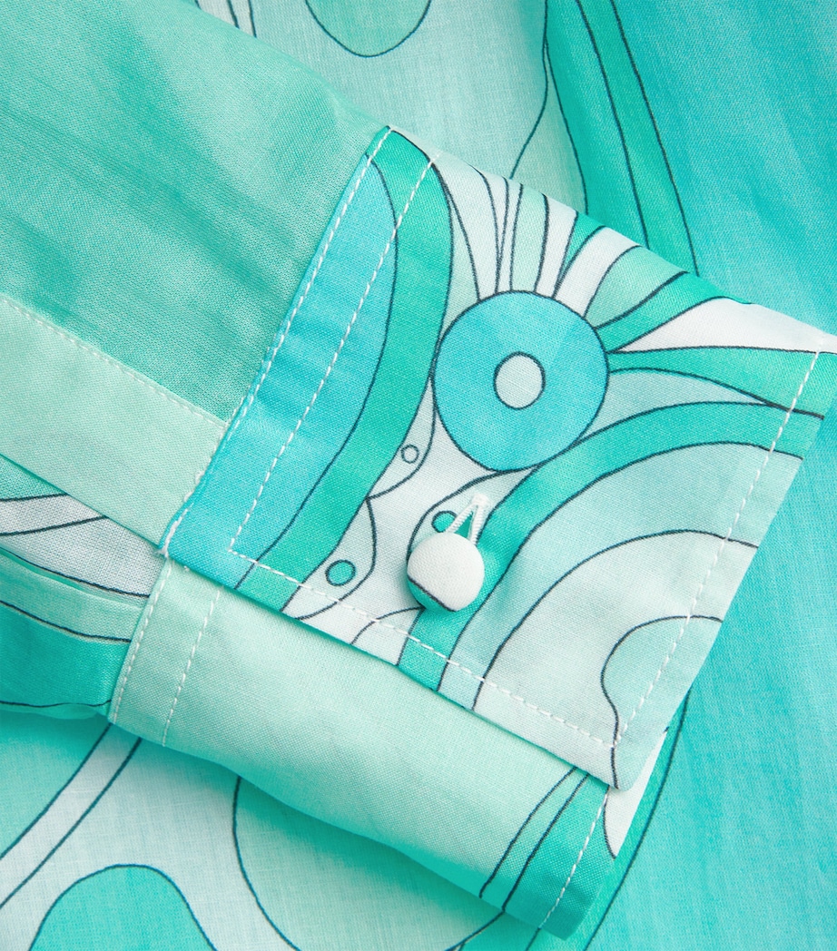 Cotton Orchidee Print Shirt 019/TURQUOISE Image 6