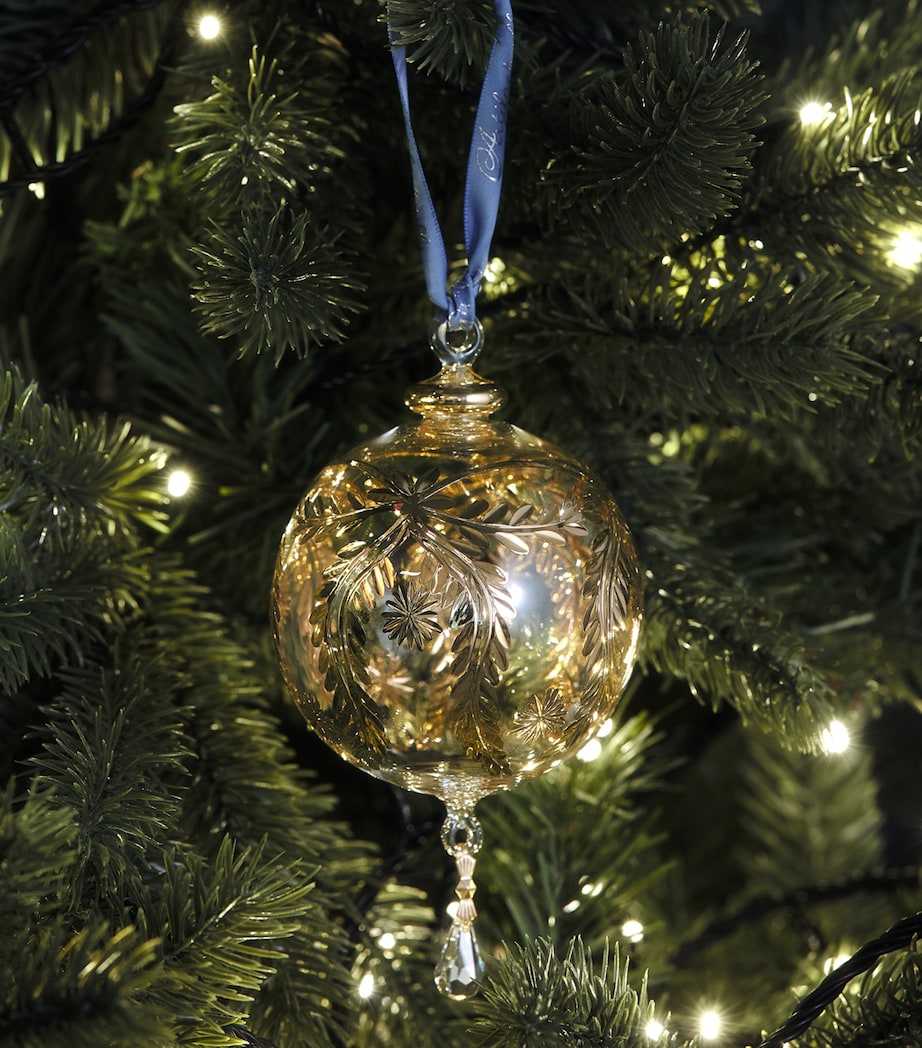 Artifactually Glass Leaf Print Bauble Gold Image 2