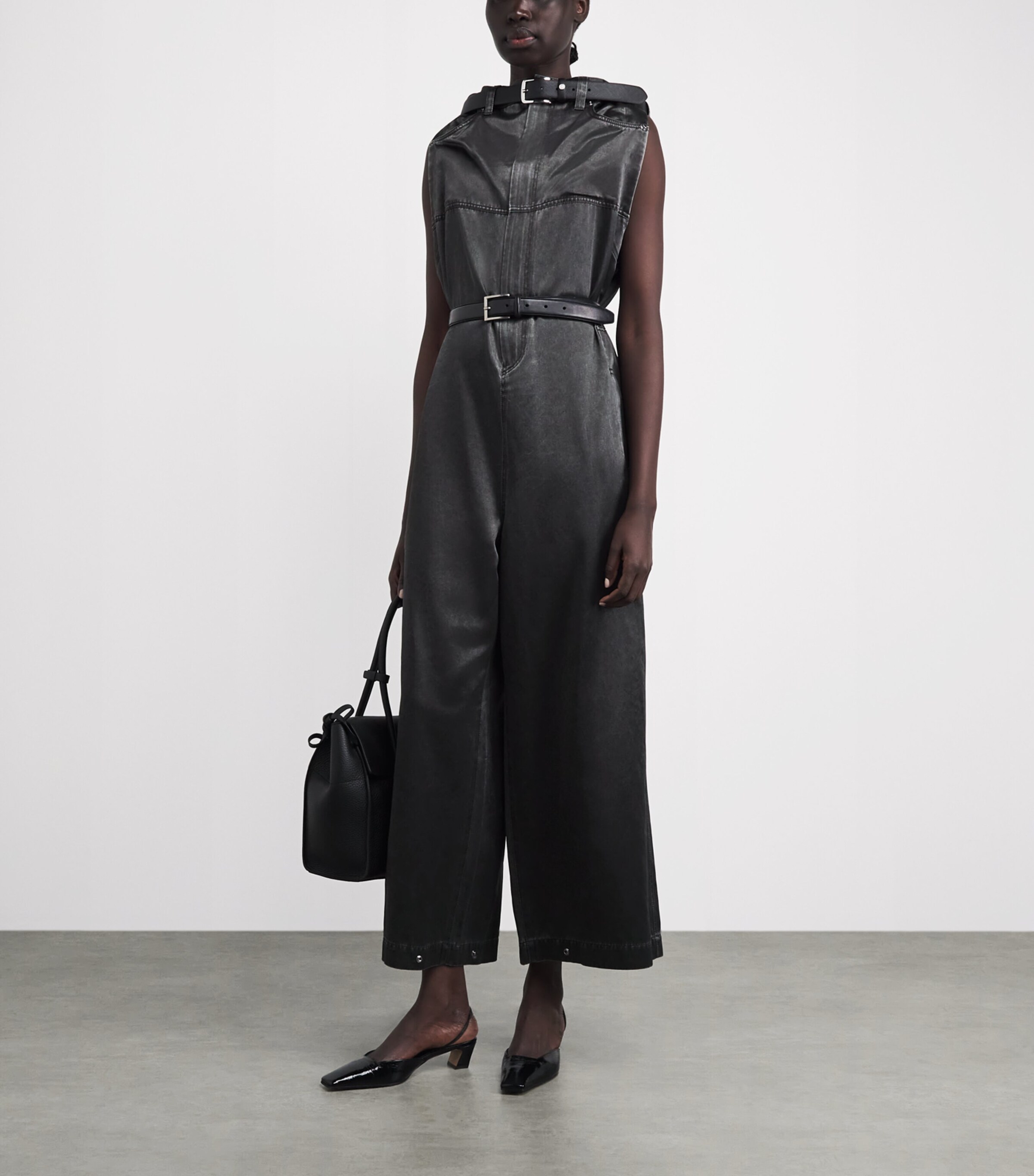 Issey Miyake Womens Pseudo Jeans Jumpsuit Charcoal Image 2