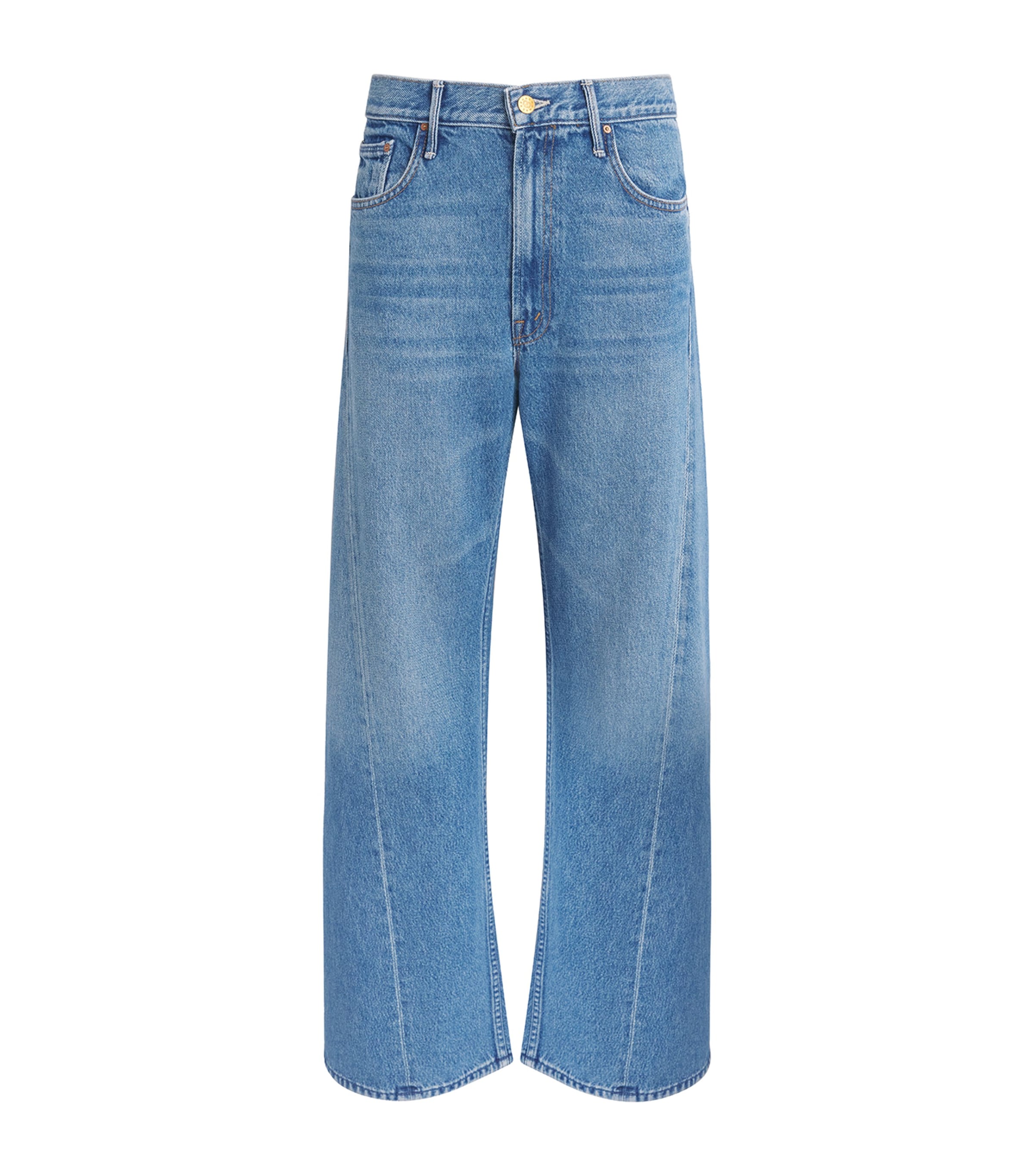 MOTHER Womens The Lemon Twist Sneak Wide-Leg Jeans Rolling In The Dough Image 1
