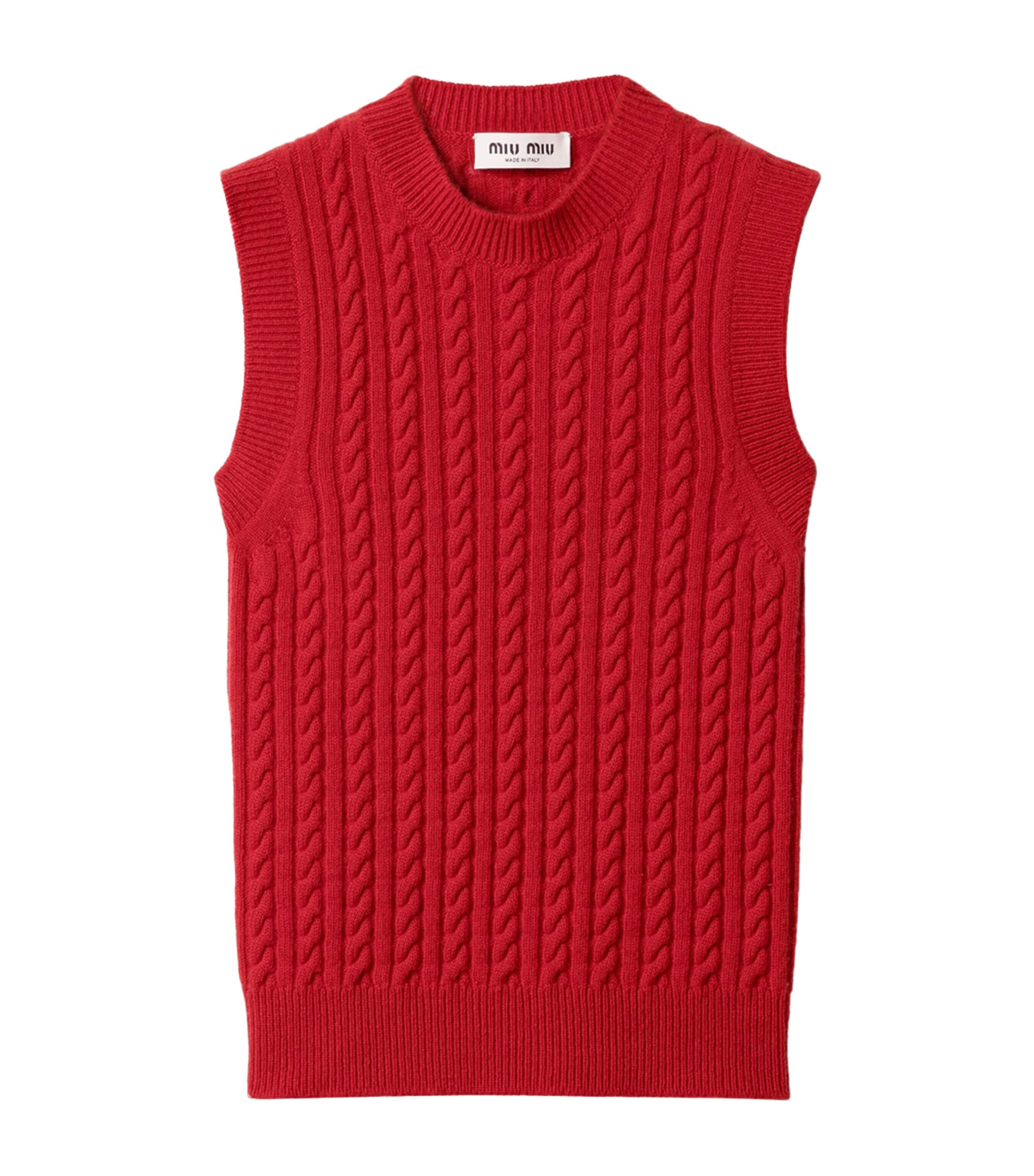 Miu Miu Womens Cashmere Cable-Knit Vest Image 1