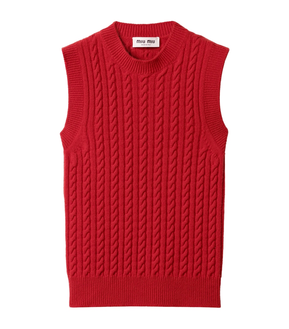 Miu Miu Womens Cashmere Cable-Knit Vest Image 1