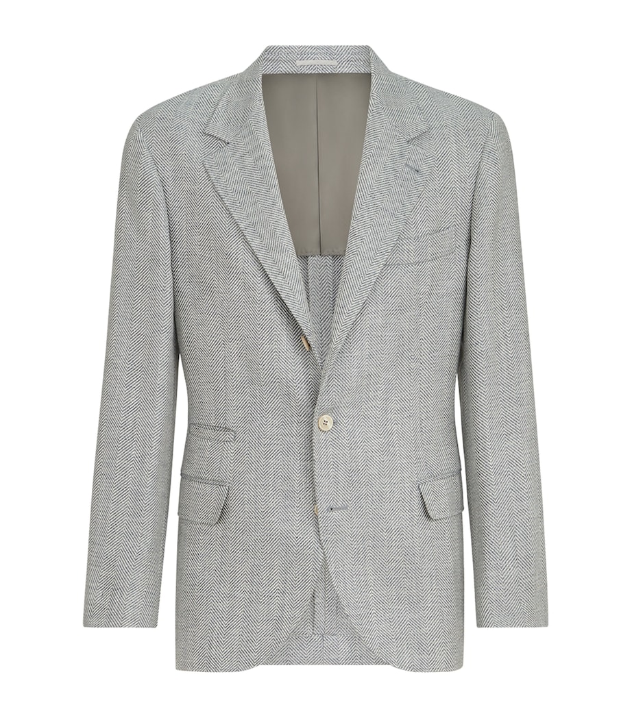 Brunello Cucinelli Mens Wool-Alpaca-Silk Chevron Blazer Image 1