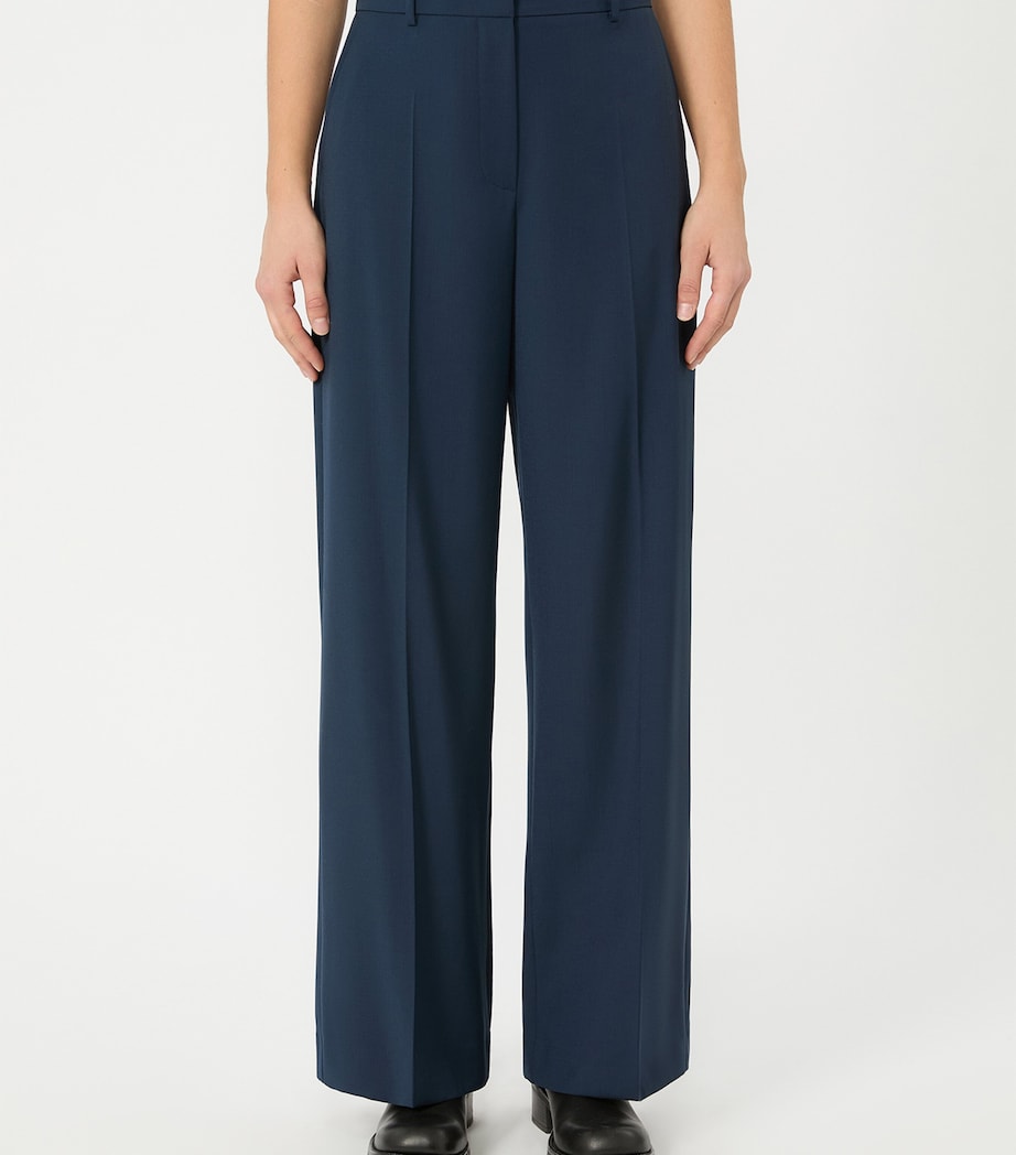 Weekend Max Mara Womens Virgin Wool Straight-Leg Trousers Navy Image 2