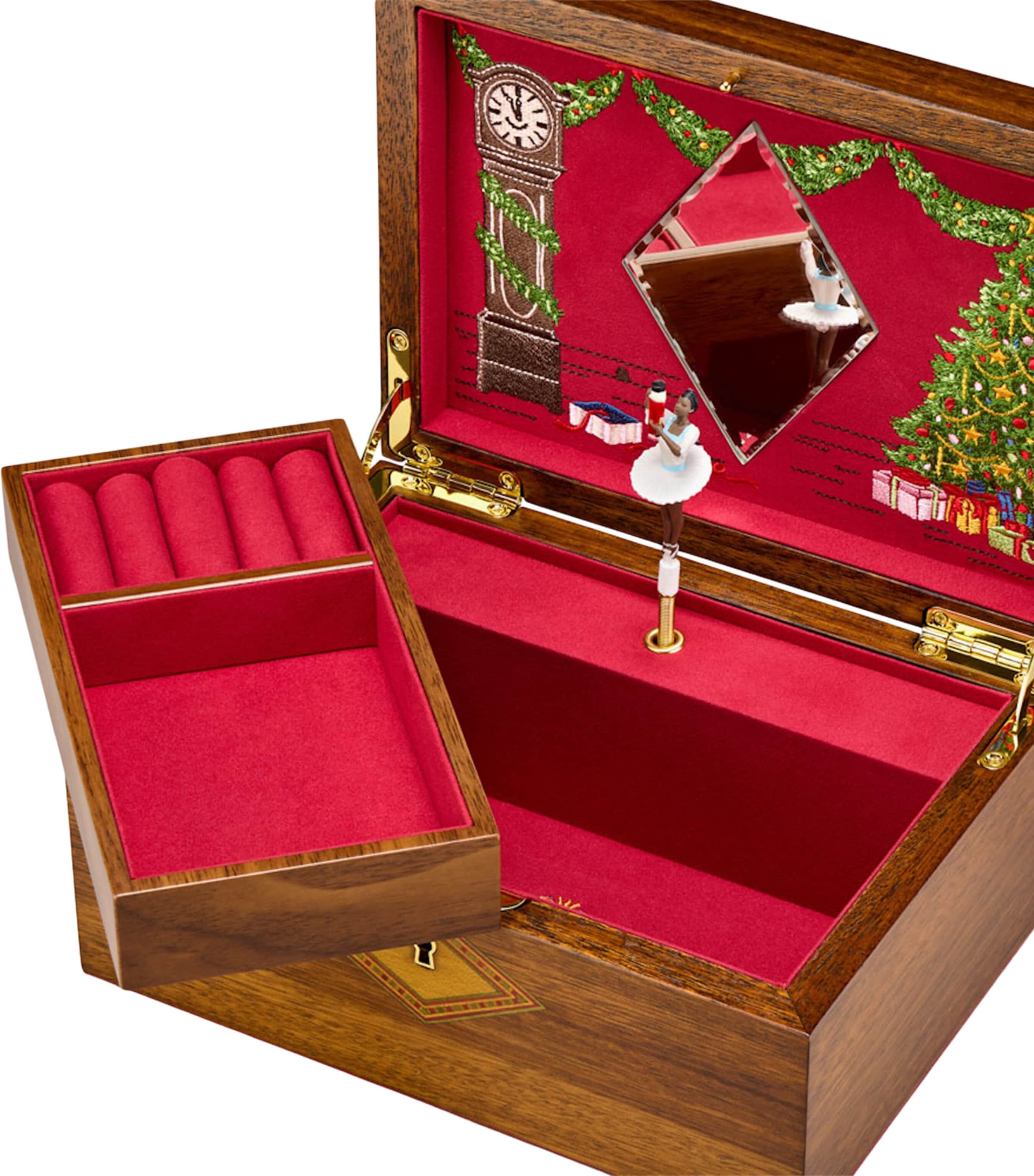 WOLF Nutcracker Musical Jewellery Box Walnut Wood Image 8