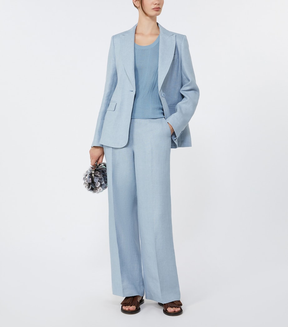 Weekend Max Mara Womens Linen Wide-Leg Trousers Navy Image 2