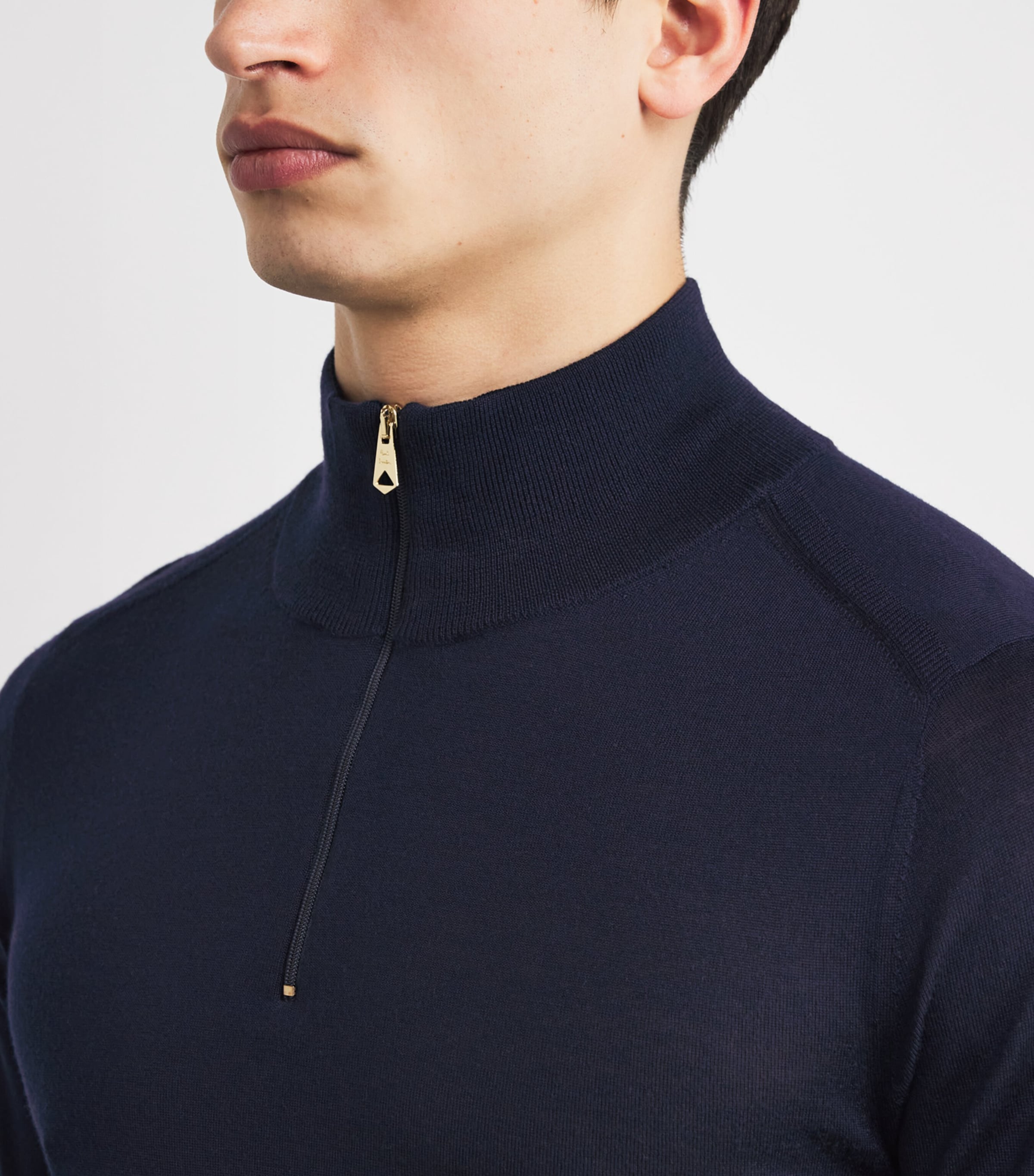 Merino Wool Quarter-Zip Sweater NAVY - 49 Image 6