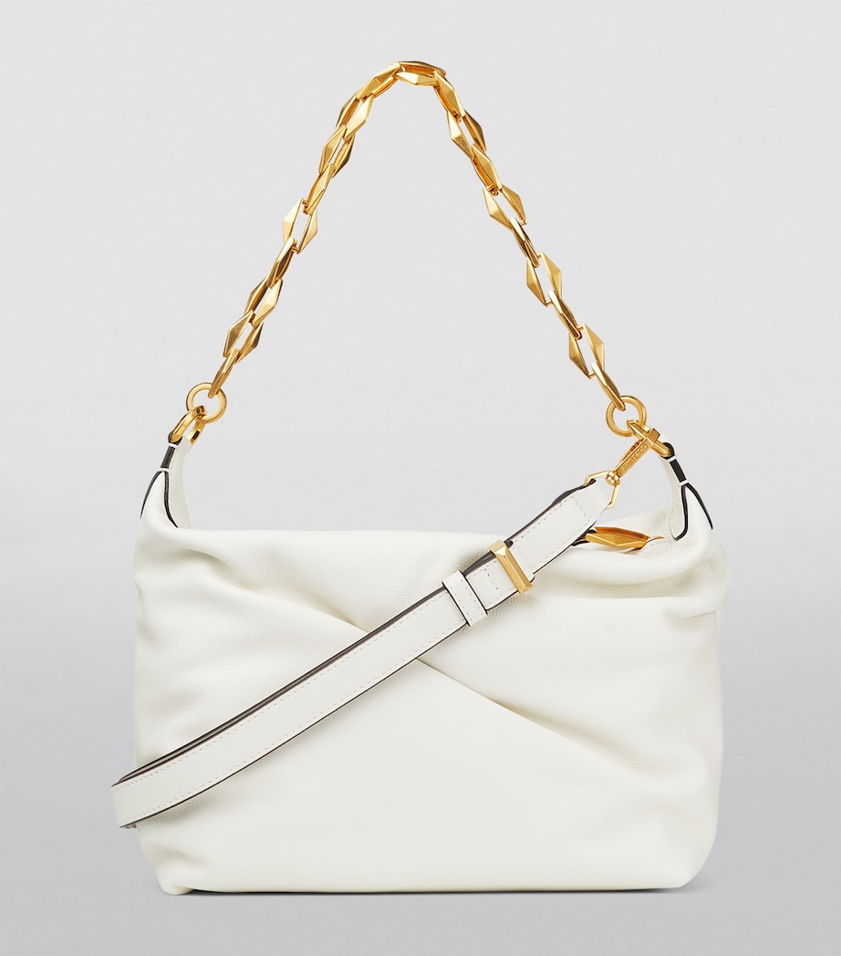 Leather Diamond Shoulder Bag LATTE/GOLD Image 5