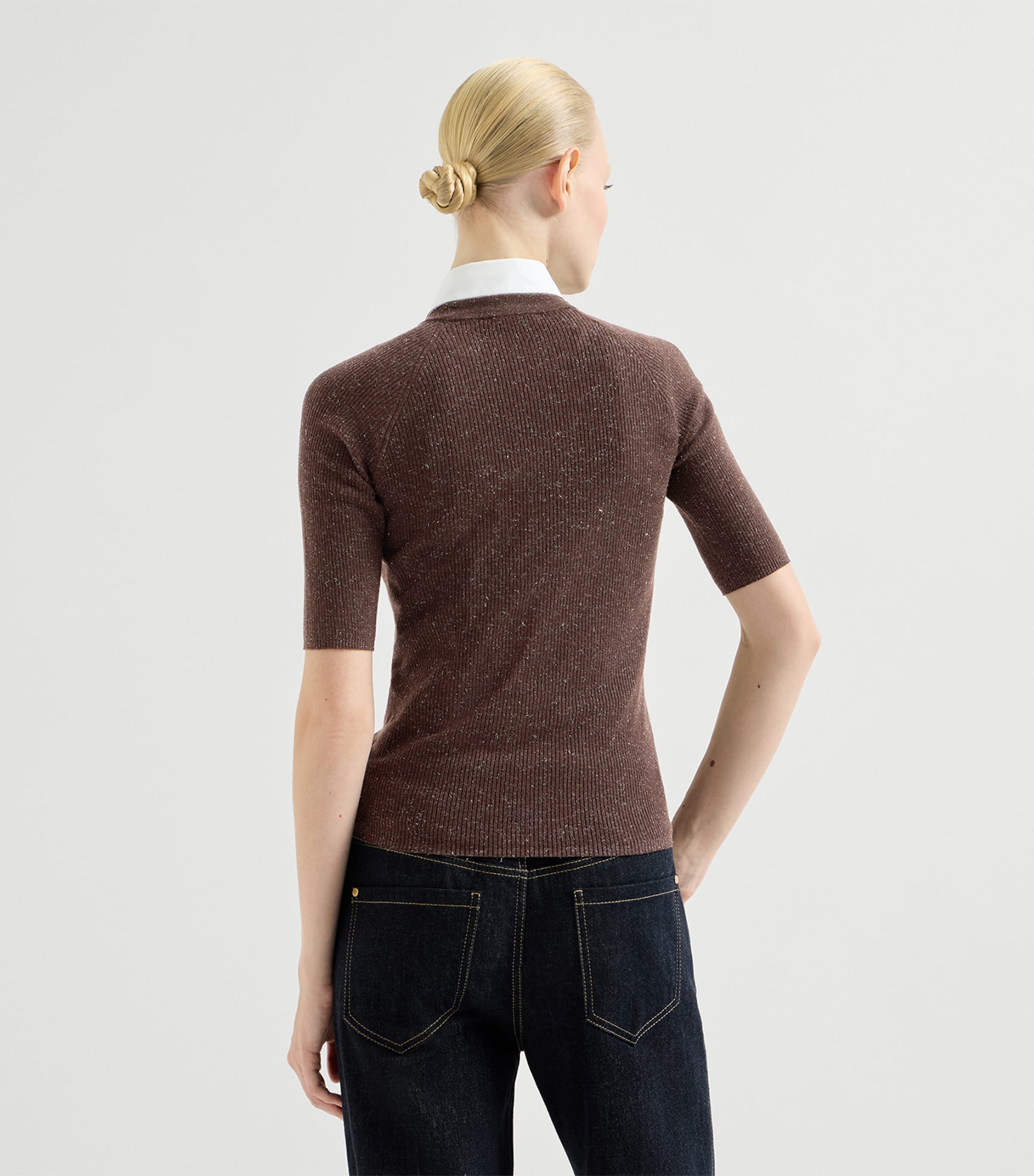 Brunello Cucinelli Womens Cashmere Sparkling Short-Sleeve Sweater Image 5