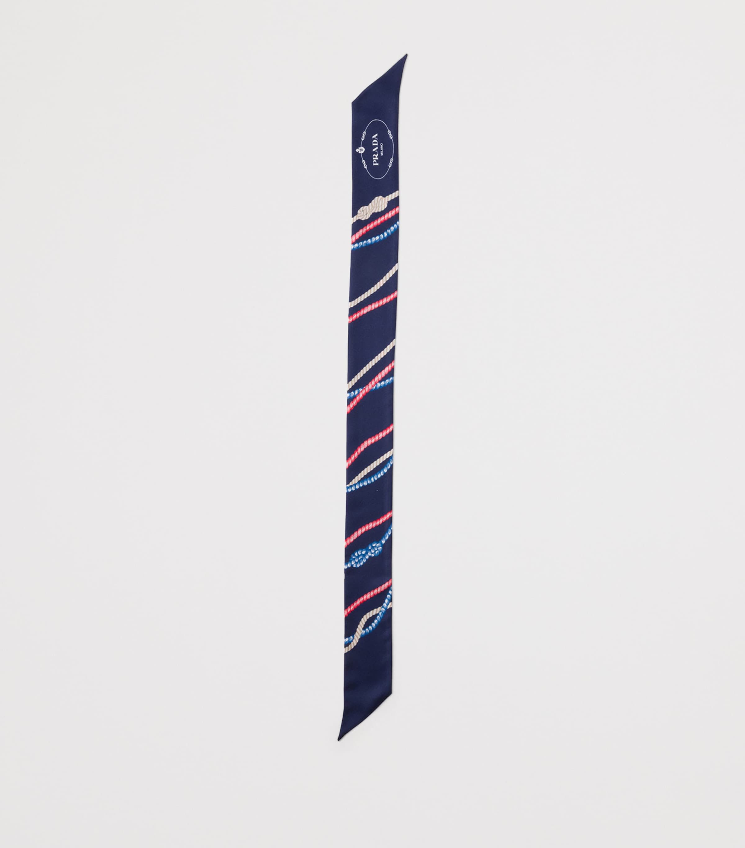 Prada Silk Twill Skinny Scarf Blue Image 2
