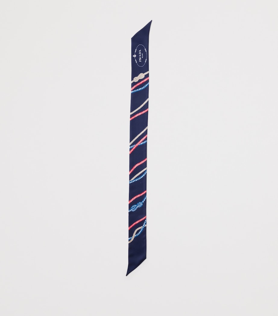 Prada Silk Twill Skinny Scarf Blue Image 2