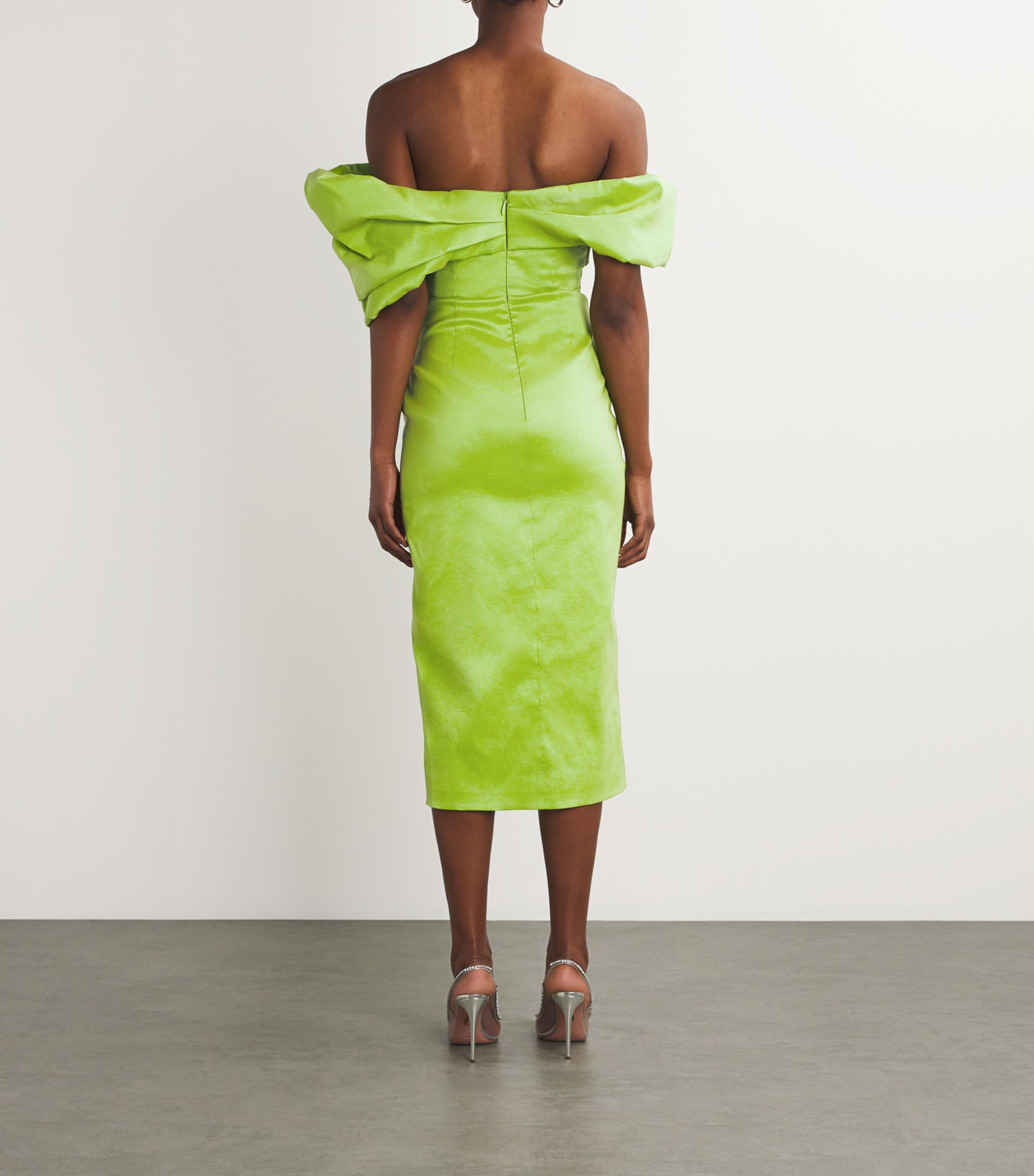 Rachel Gilbert Green Off-The-Shoulder Midi Dress | Harrods US