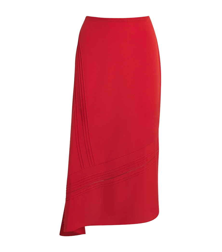 Vince Womens Satin Pintuck Midi Slip Skirt Poppy Image 1