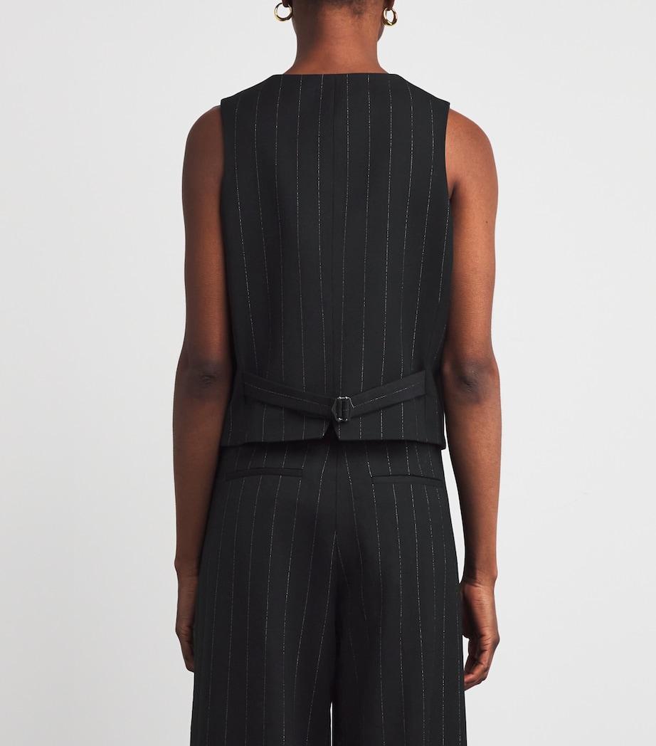 Metallic Pinstripe Waistcoat BLACK/GOLD Image 4