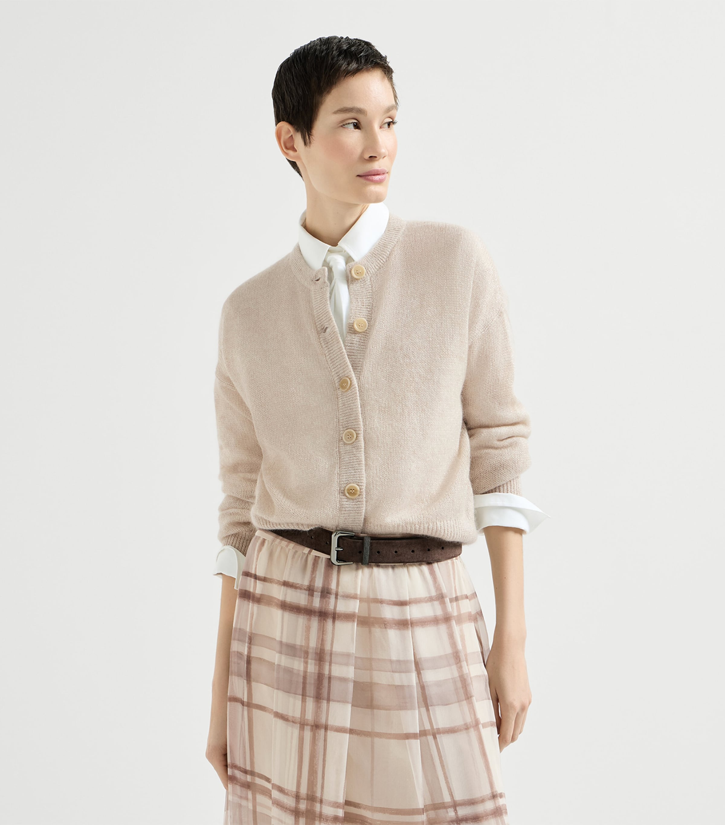 Brunello Cucinelli Womens Mohair-Blend Monili Cardigan Avorio Image 4