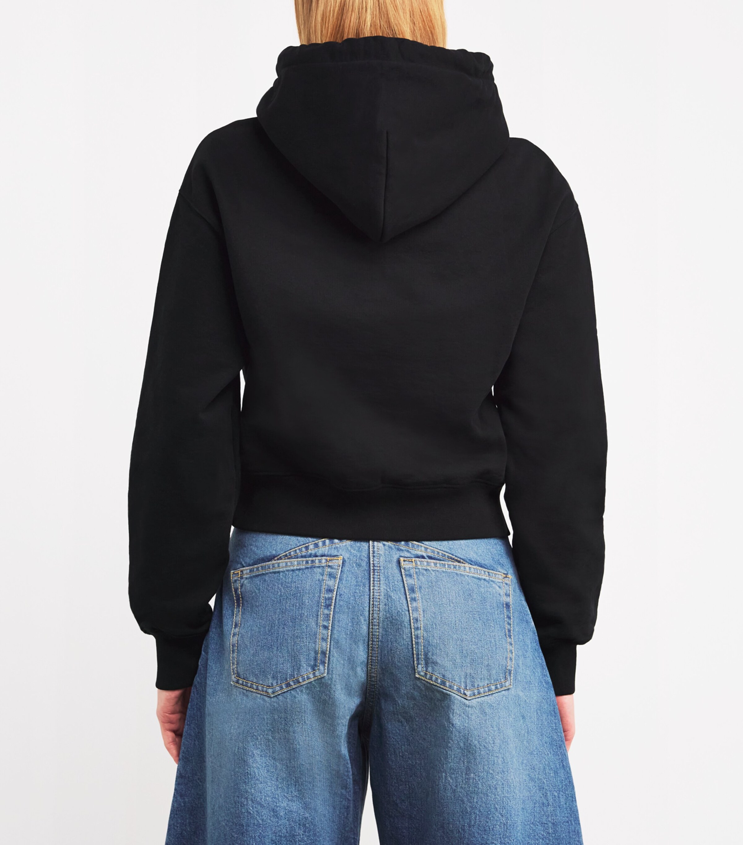 Jacquemus Womens Cotton Grosgrain Logo Hoodie Black Image 4
