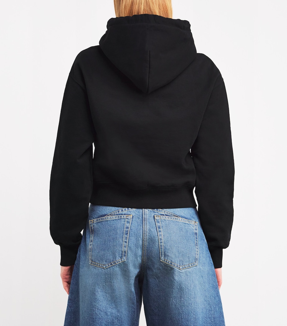 Jacquemus Womens Cotton Grosgrain Logo Hoodie Black Image 4