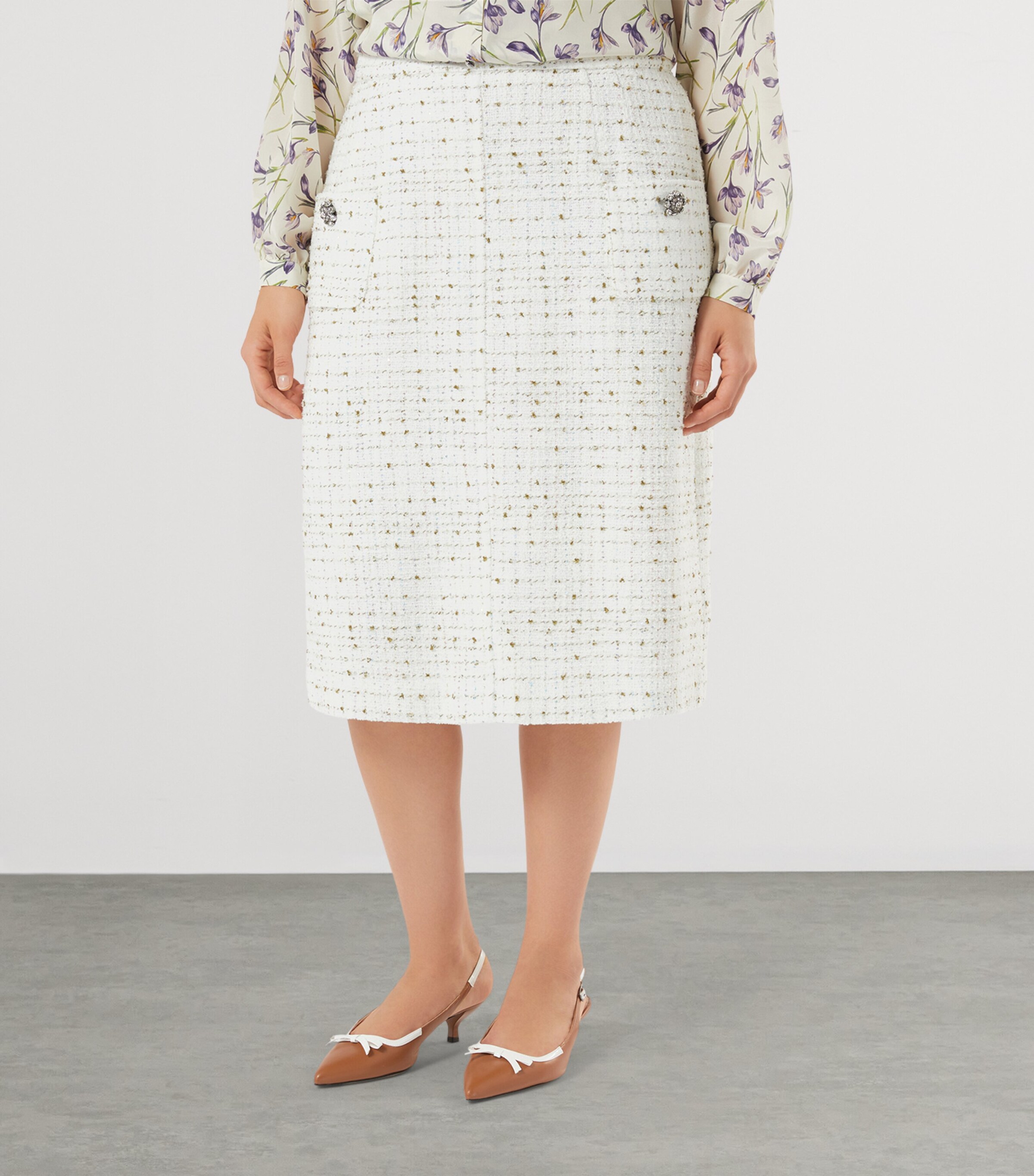 Marina Rinaldi Womens Tweed Skirt White Image 2