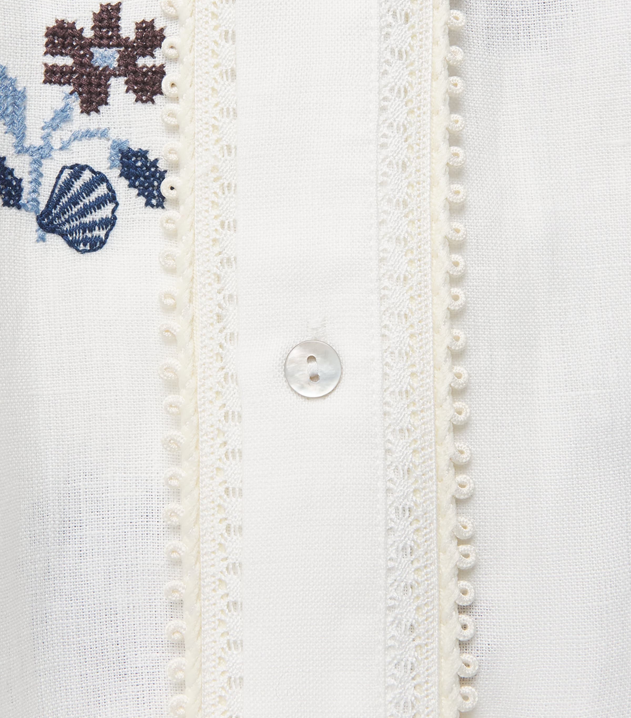 LUG VON SIGA Womens Linen Embroidered Vera Maxi Dress Offwhite Image 6