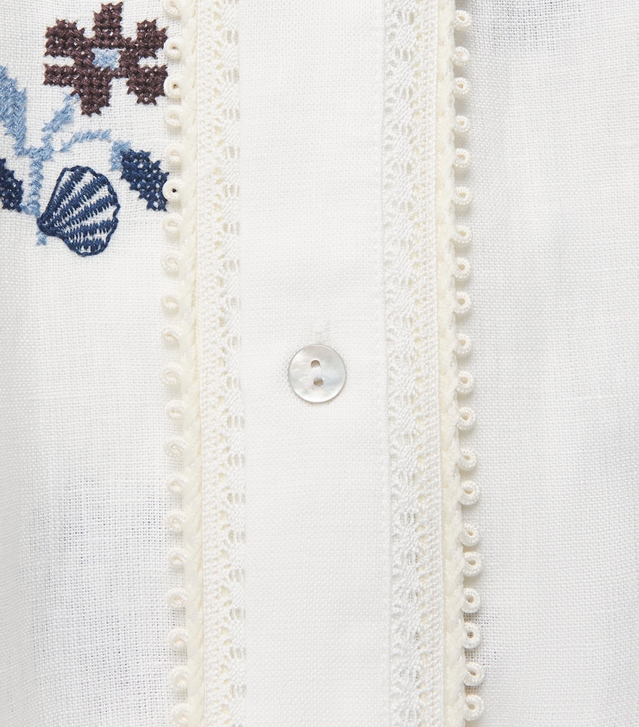 LUG VON SIGA Womens Linen Embroidered Vera Maxi Dress Offwhite Image 6