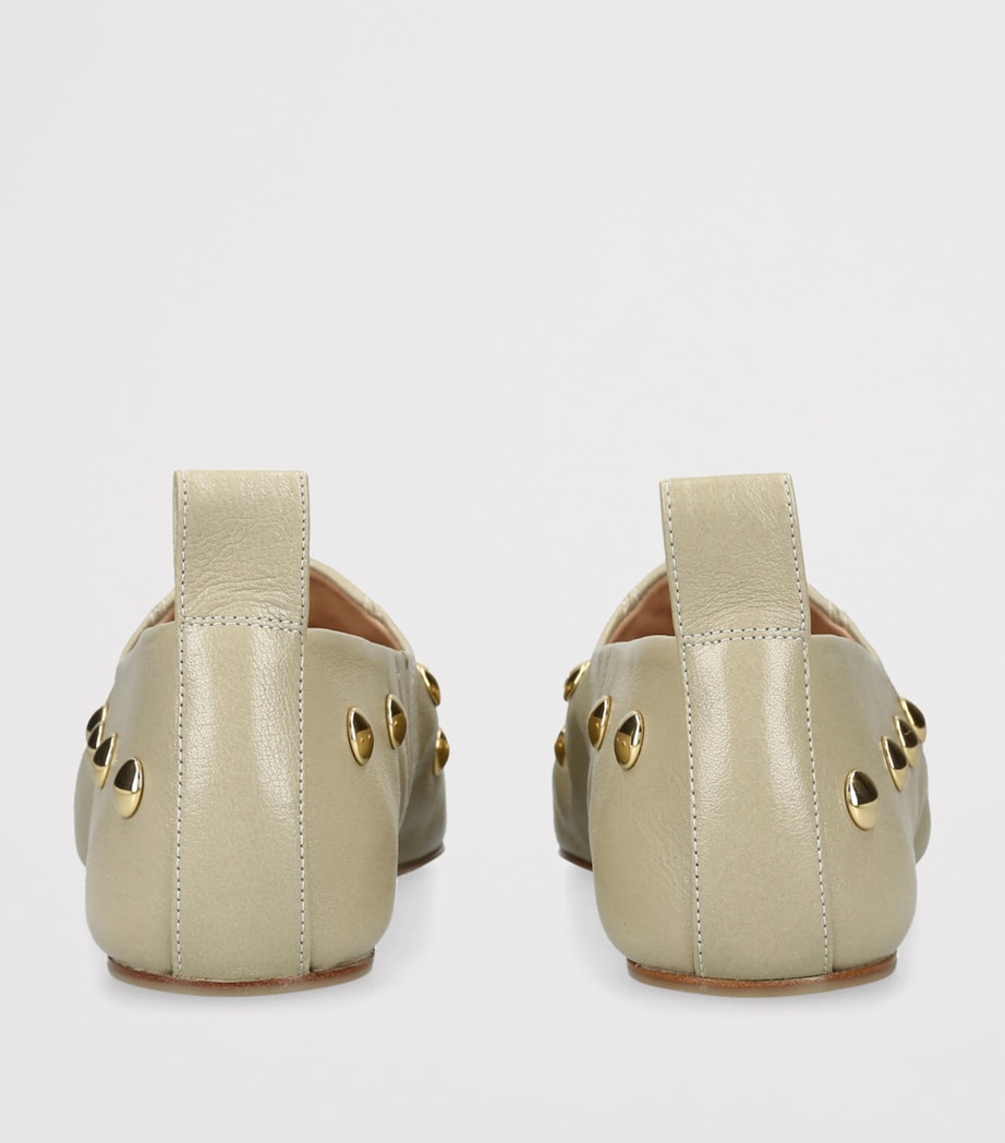 Leather Studded Rita Ballet Flats PALE GREEN Image 2