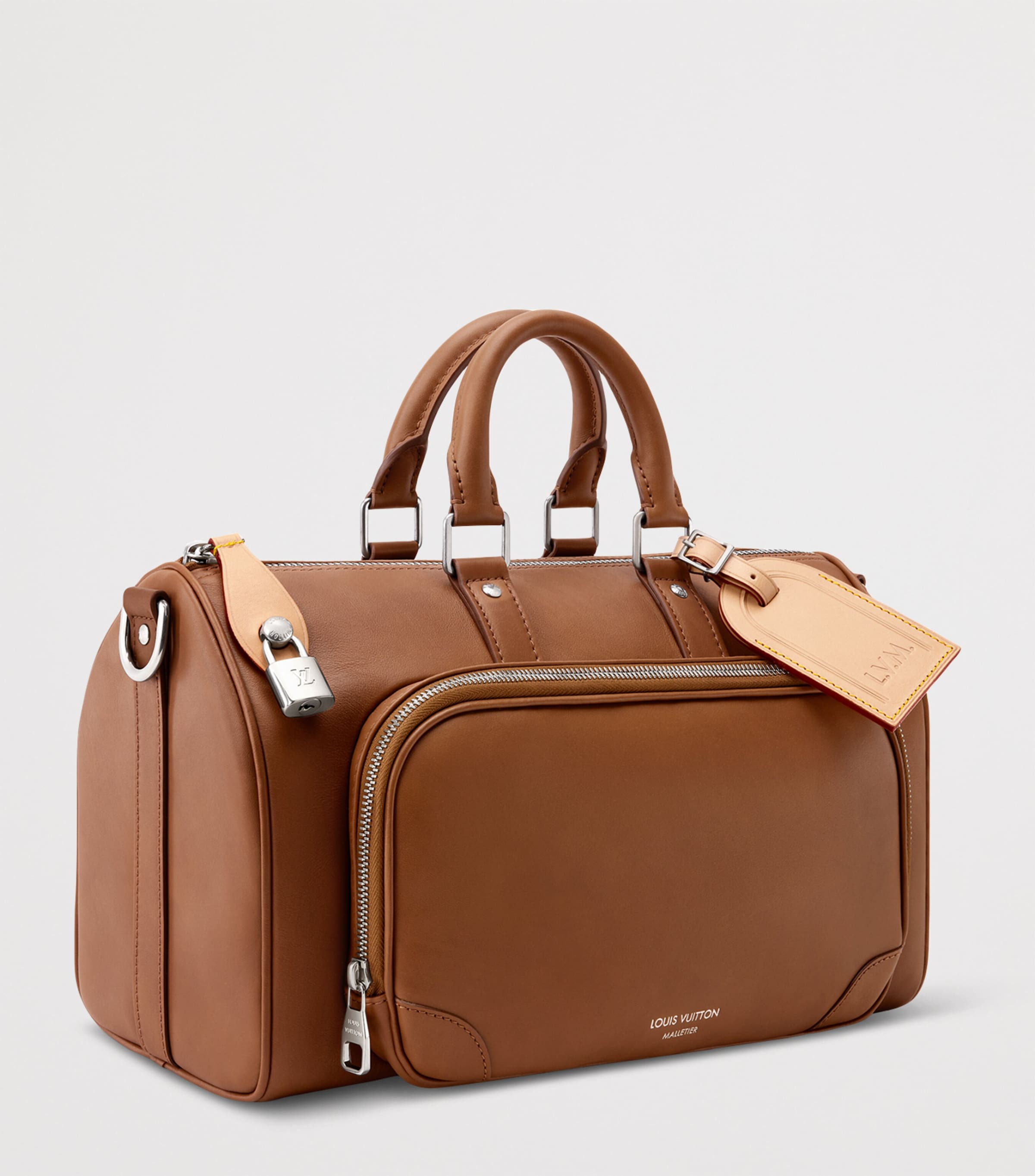 LOUIS VUITTON Nappa Calfskin Keepall Cargo Bandoulière 35 Top-Handle Bag Caramel Image 3