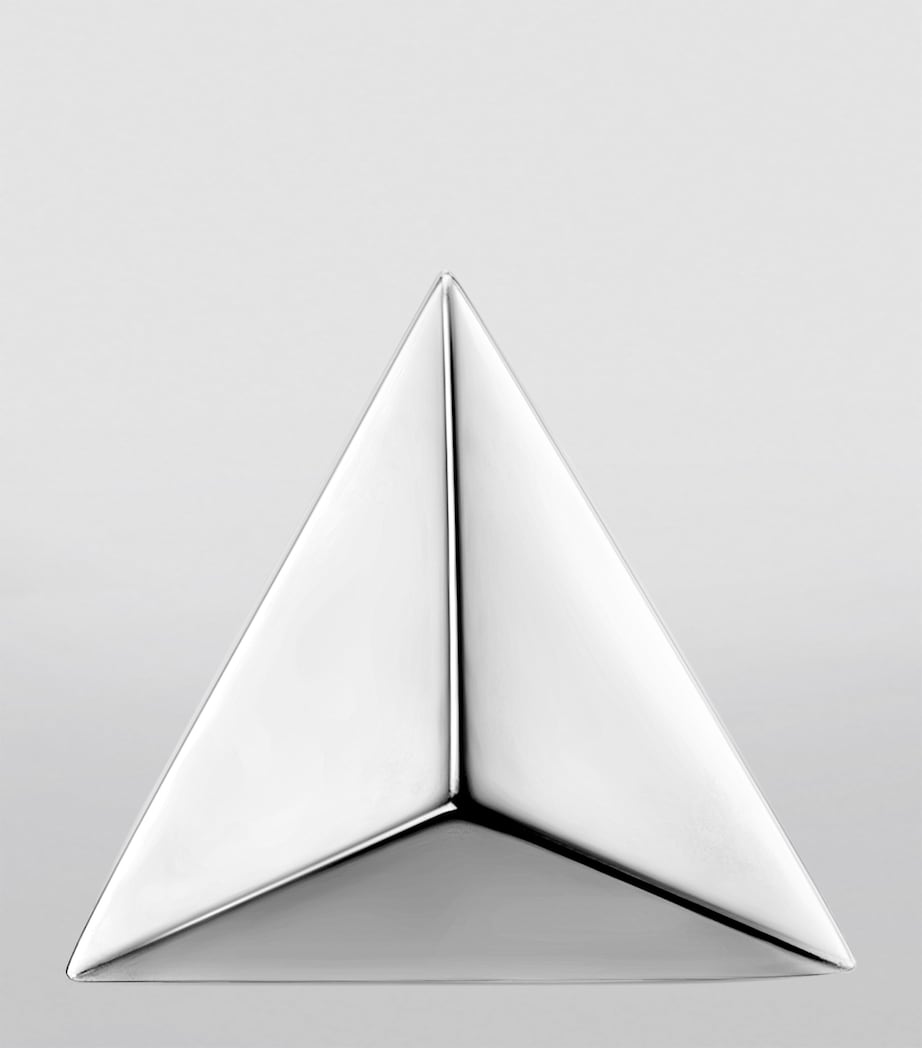 White Gold Faceted Triangle Threaded Stud Earring (7mm) WHITE GOLD Image 3