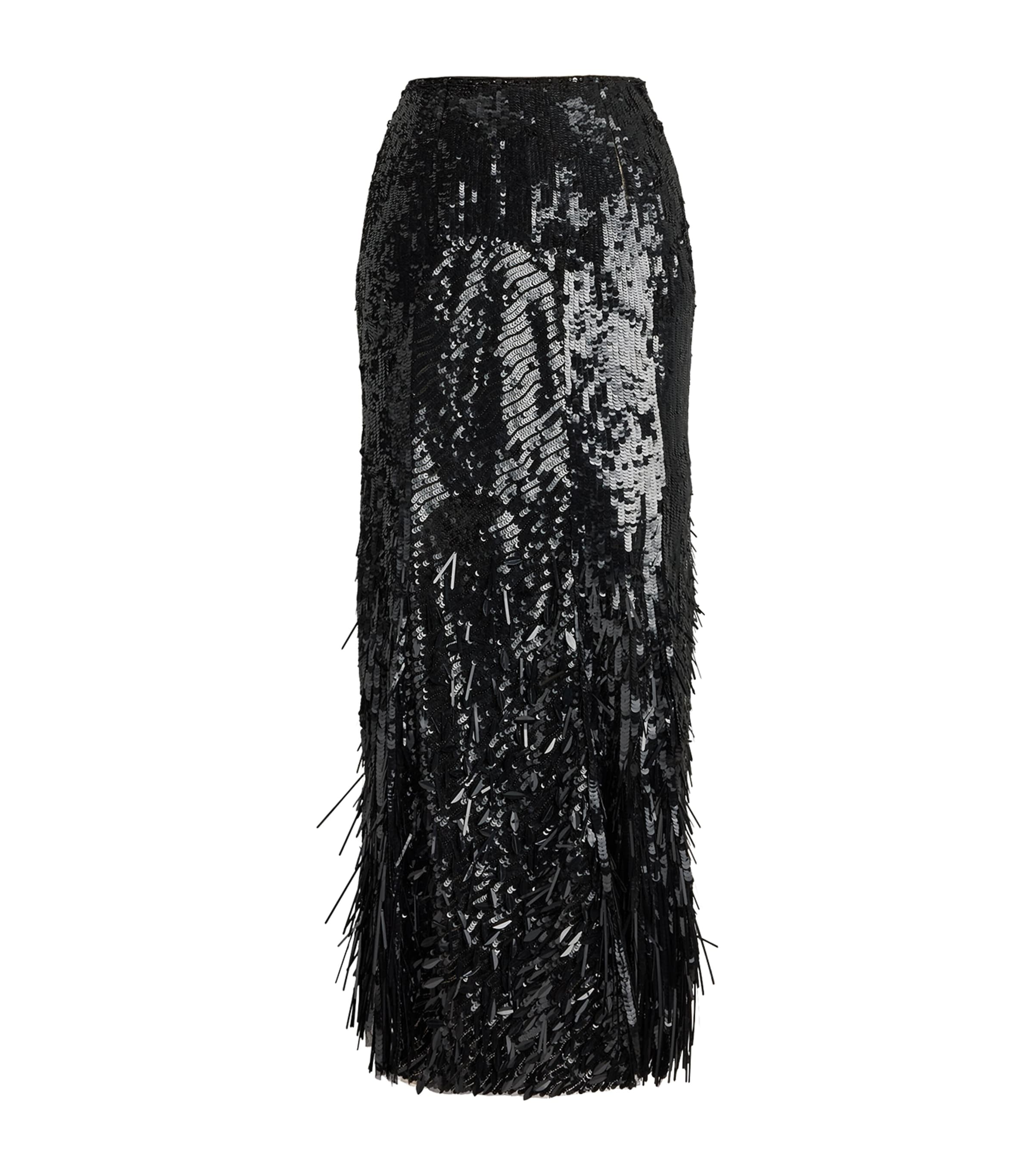Ralph Lauren Collection Womens Tulle Embellished Milani Midi Skirt Black Image 1