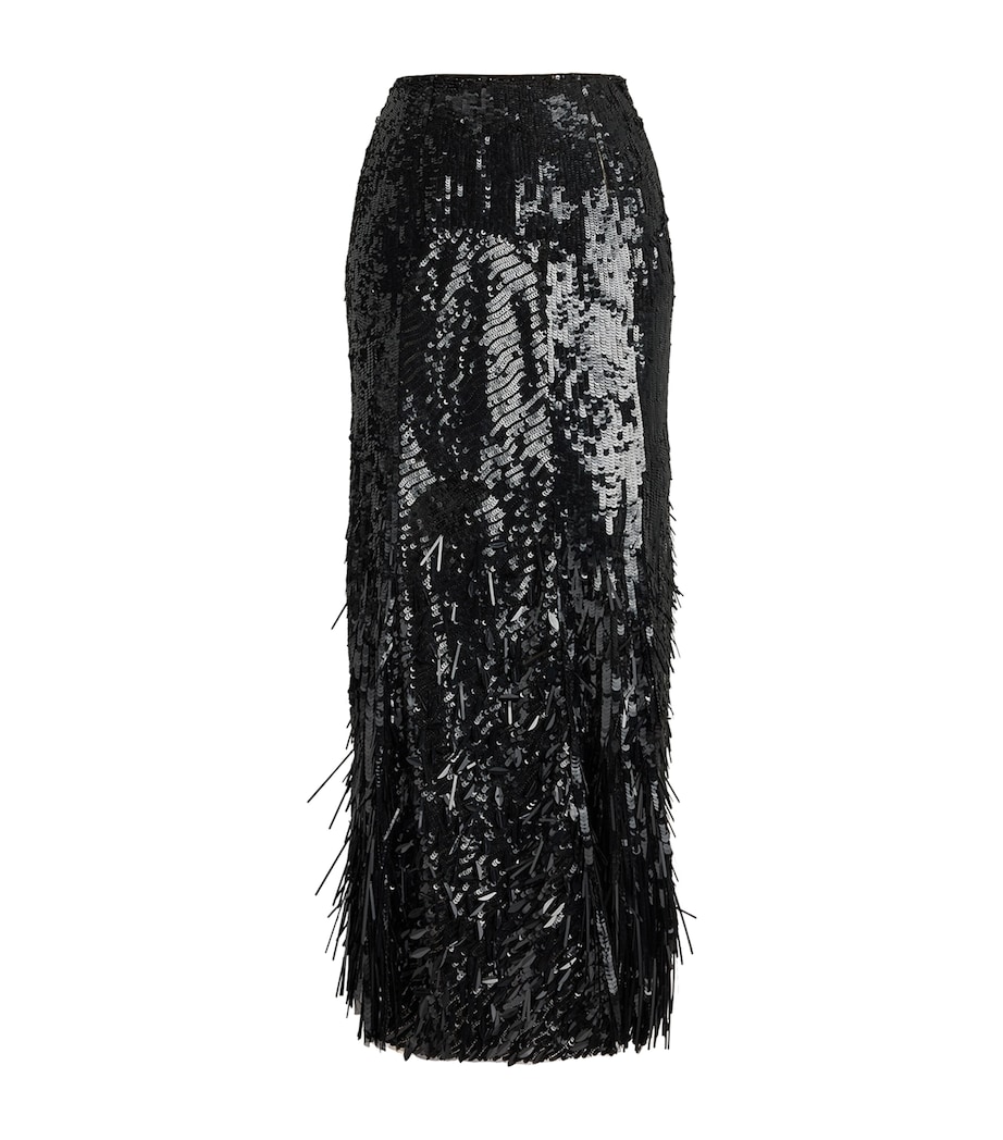 Ralph Lauren Collection Womens Tulle Embellished Milani Midi Skirt Black Image 1