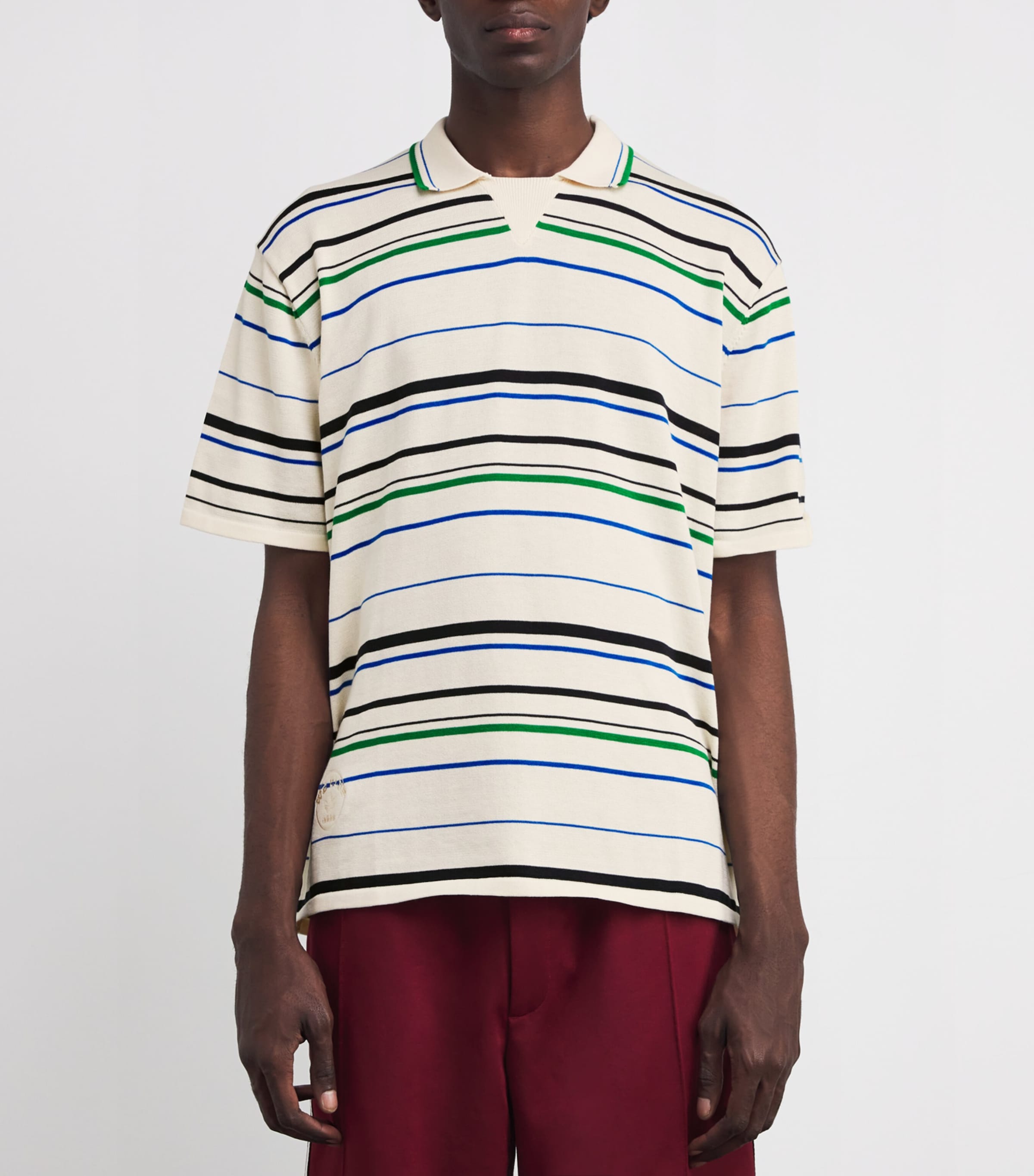 Tシャツ・カットソー WALES BONNER POLO SHIRT WITH STRIPE PATTERN adidas Wales Bonner Knit Polo Shirt - White | Free Shipping