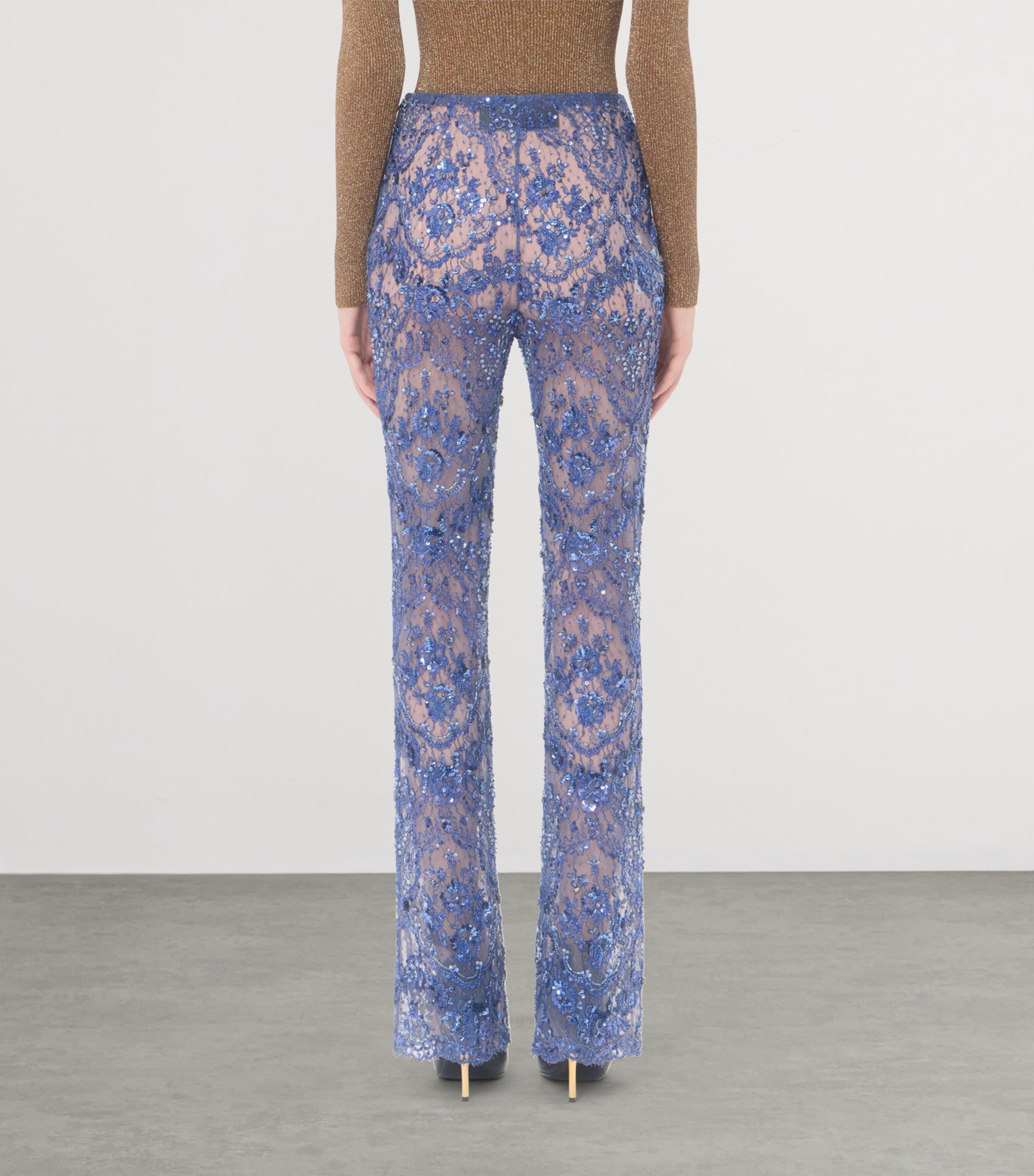 Valentino Womens Lace Sequinned Flared Trousers Image 5