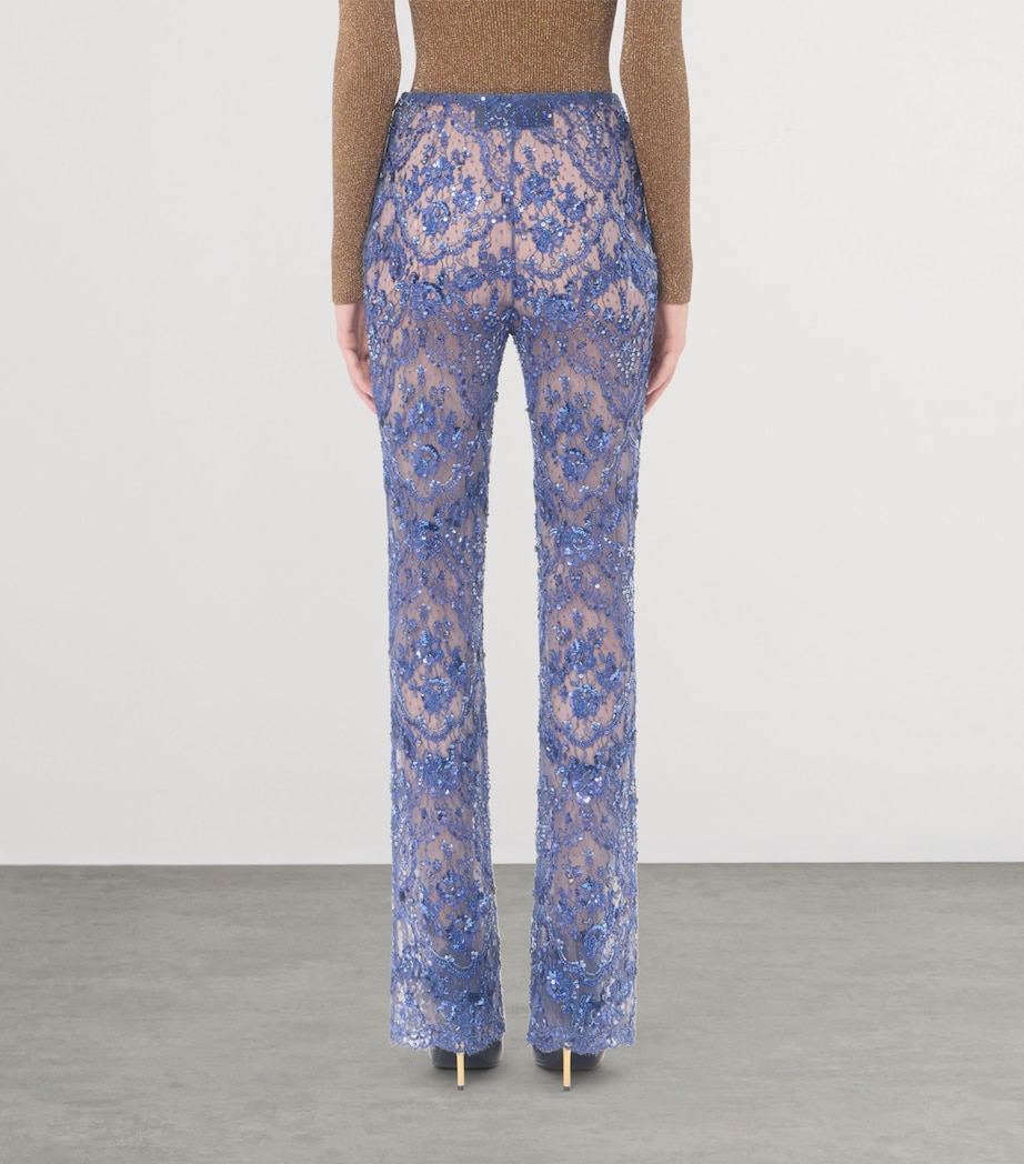 Valentino Womens Lace Sequinned Flared Trousers Image 5