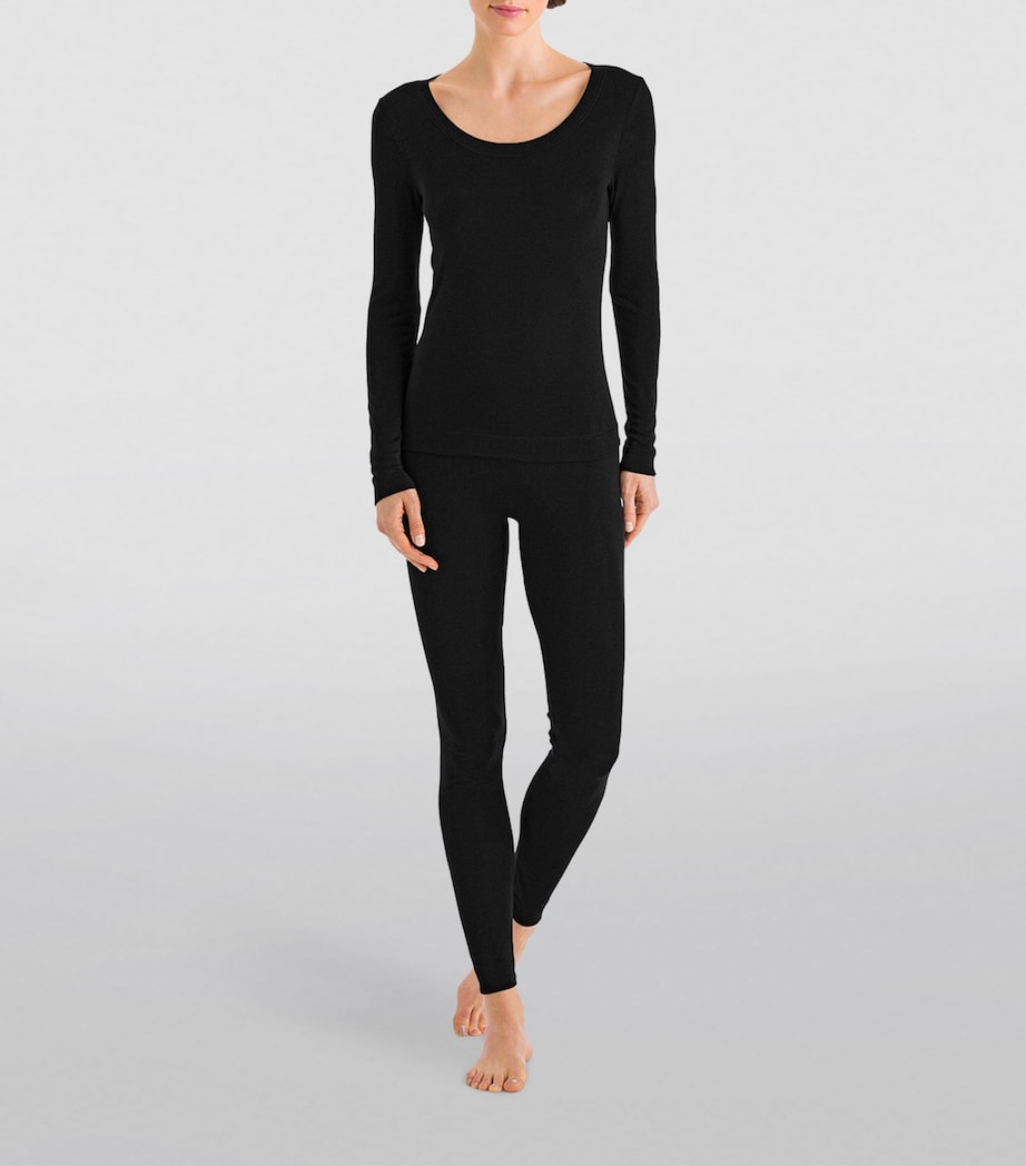 Silk-Cashmere Long-Sleeve Top BLACK Image 3
