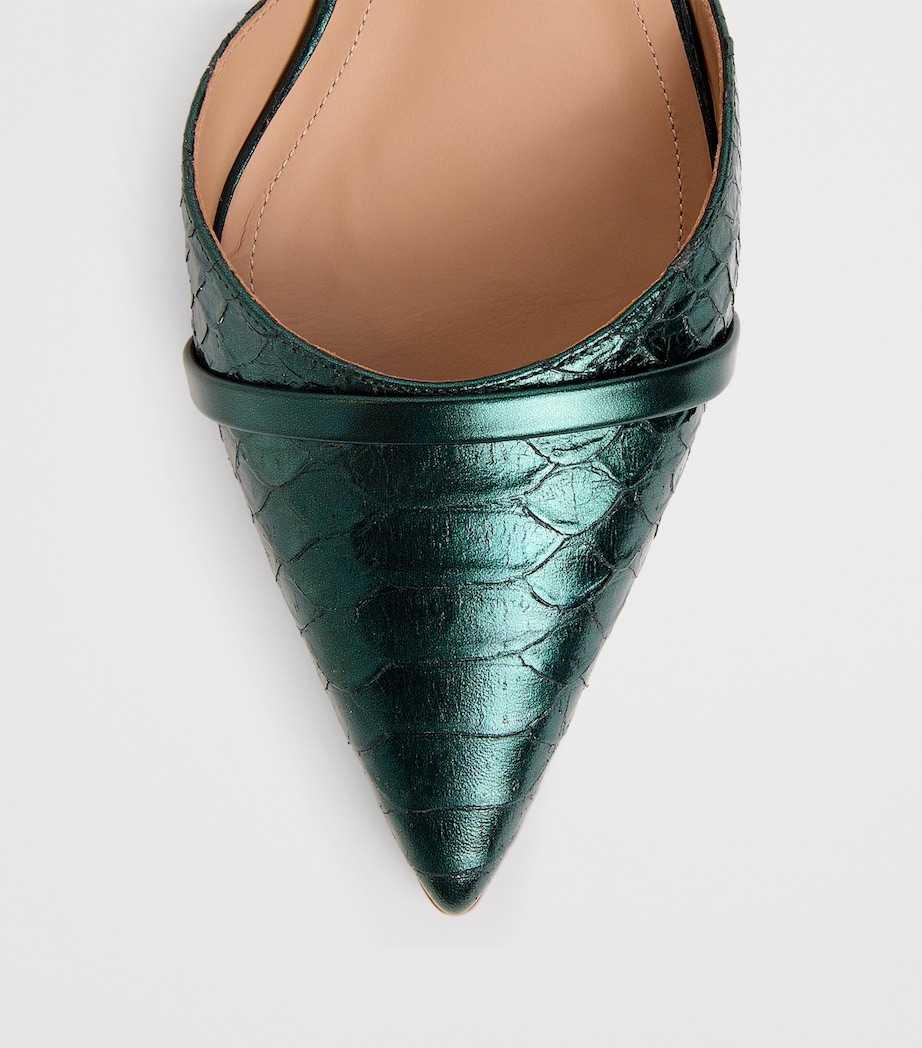 Leather Crocodile-Effect Ulla Flats DARK GREEN Image 5