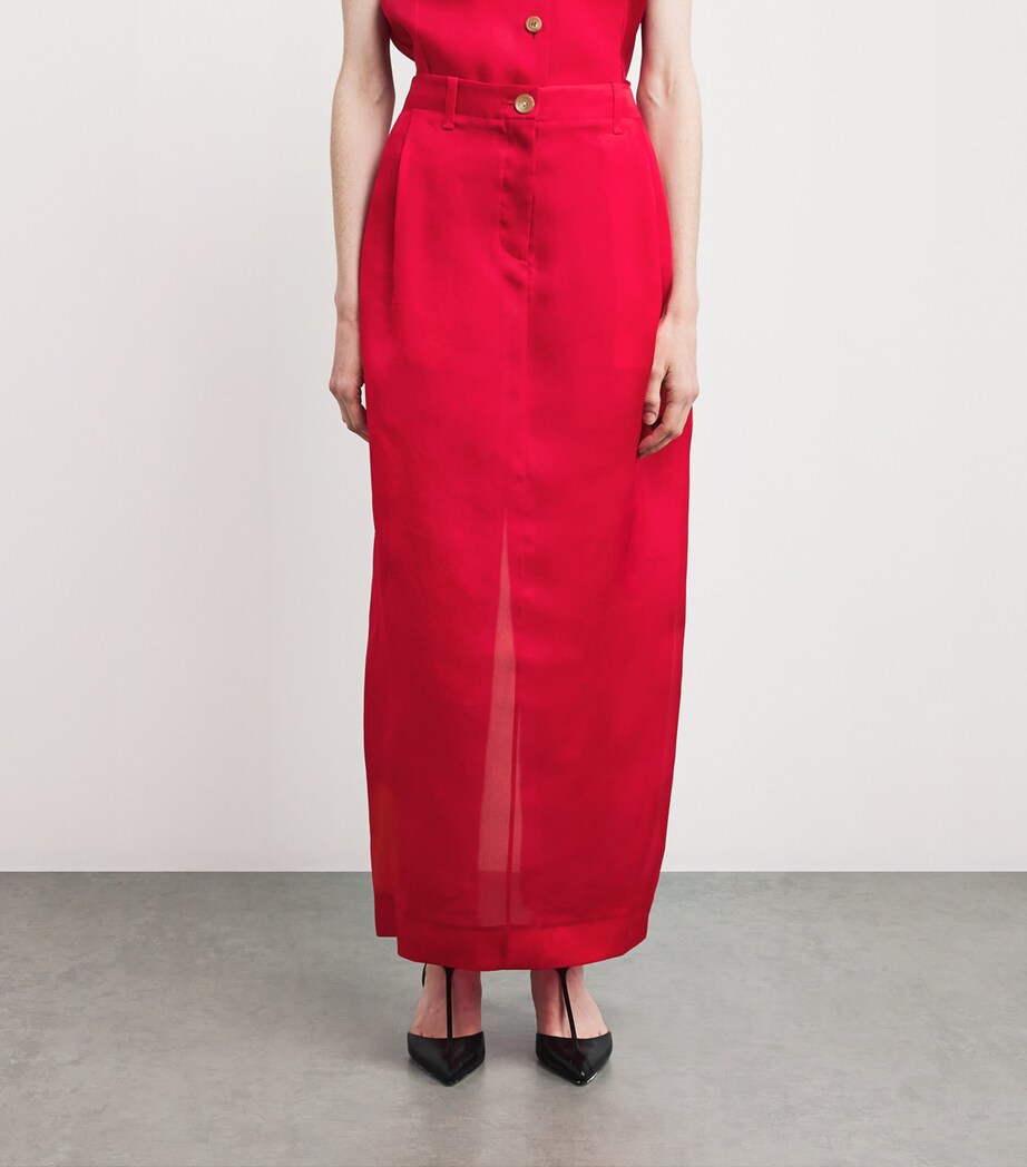 Silk Lucian Pencil Midi Skirt 625 RASPBERRY Image 3