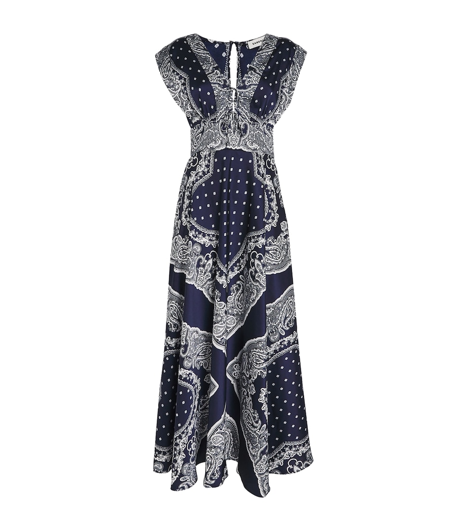 Sandro Paris Blue Bandana Print Maxi Dress | Harrods UK