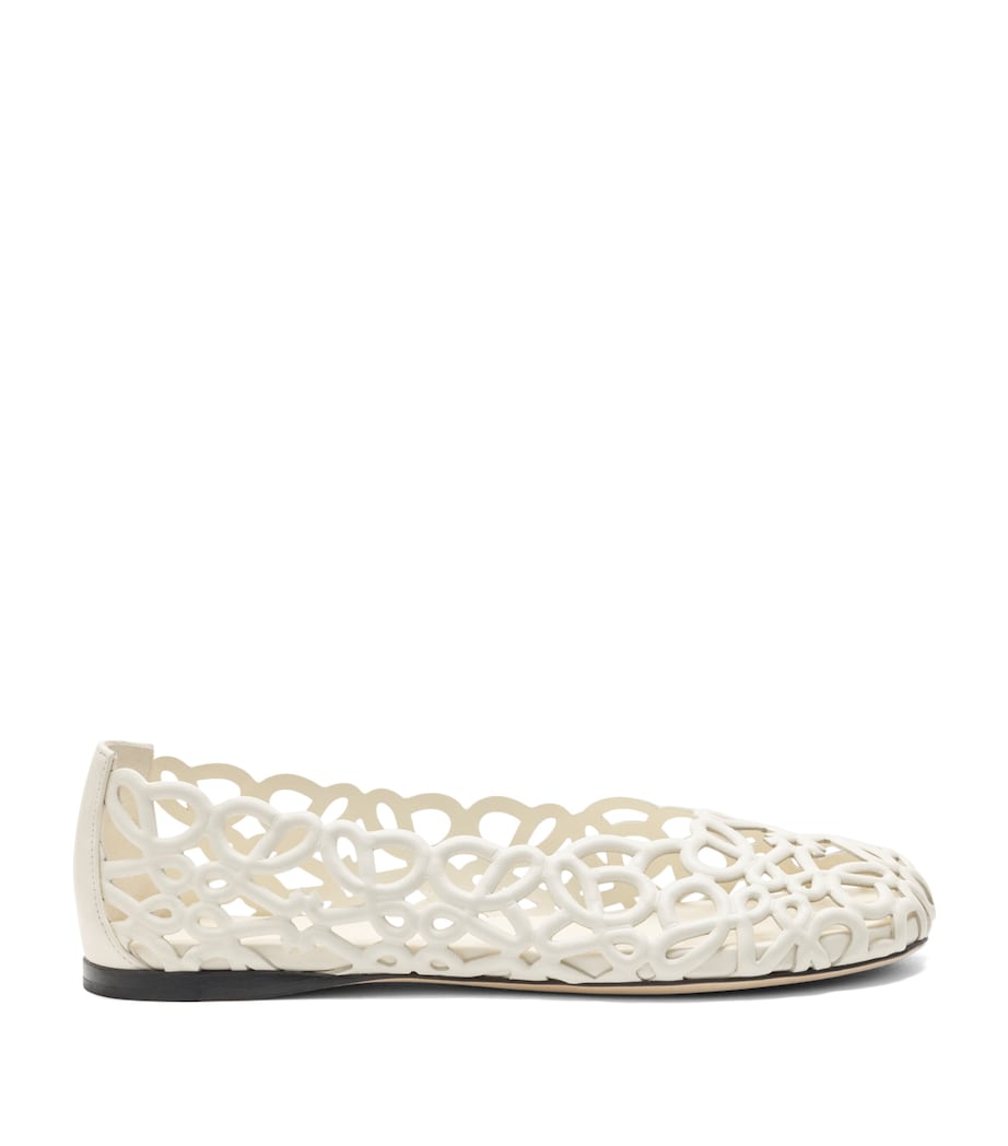 LOEWE Leather Petal Anagram Ballet Flats White Image 1