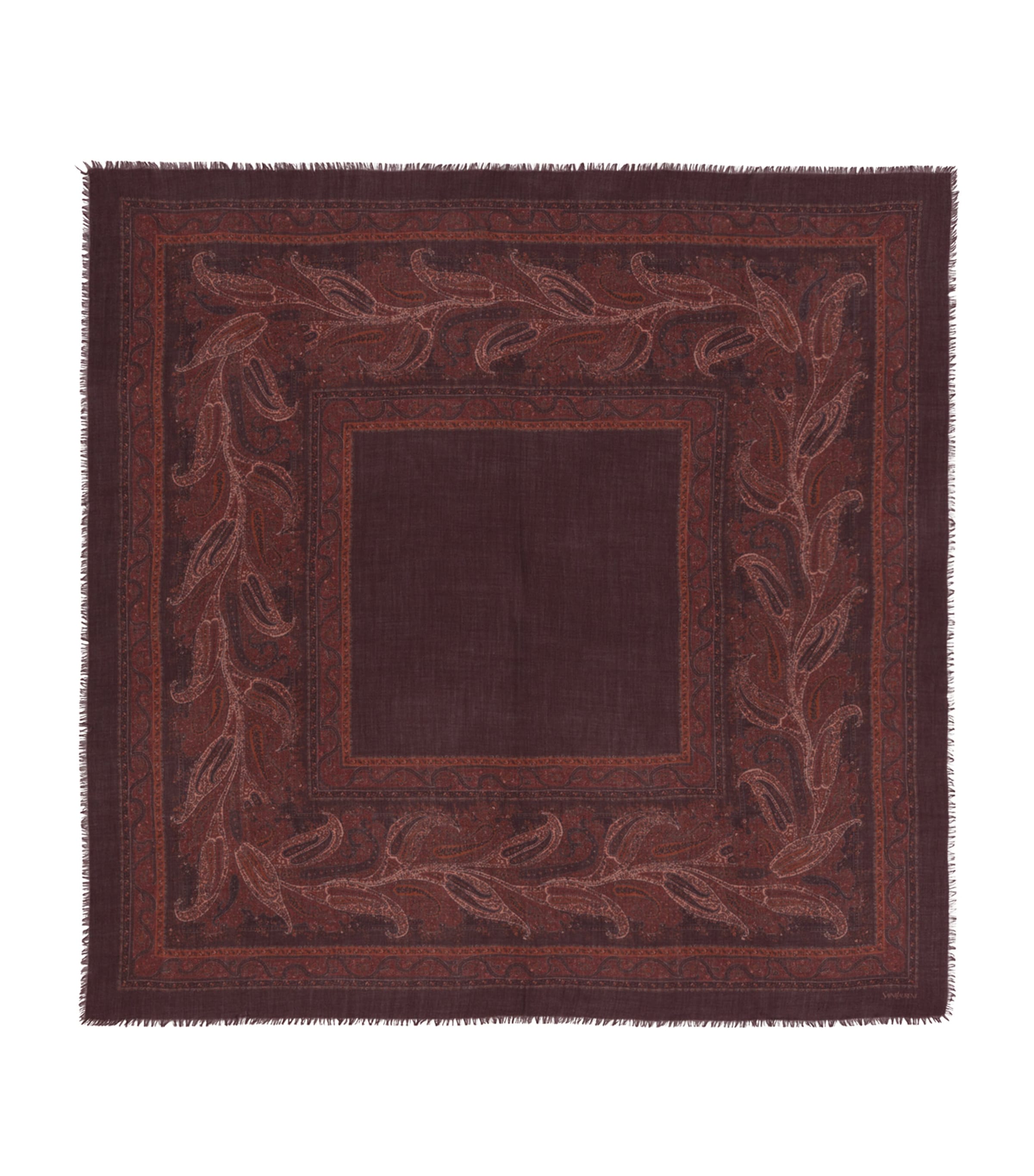 Saint Laurent Cashmere Paisley Scarf In Red