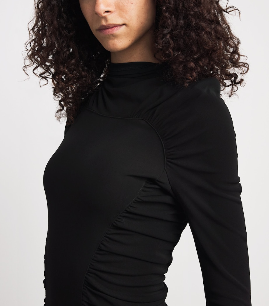 Victoria Beckham Womens Long-Sleeve Gathered Midi Dress Black Image 5