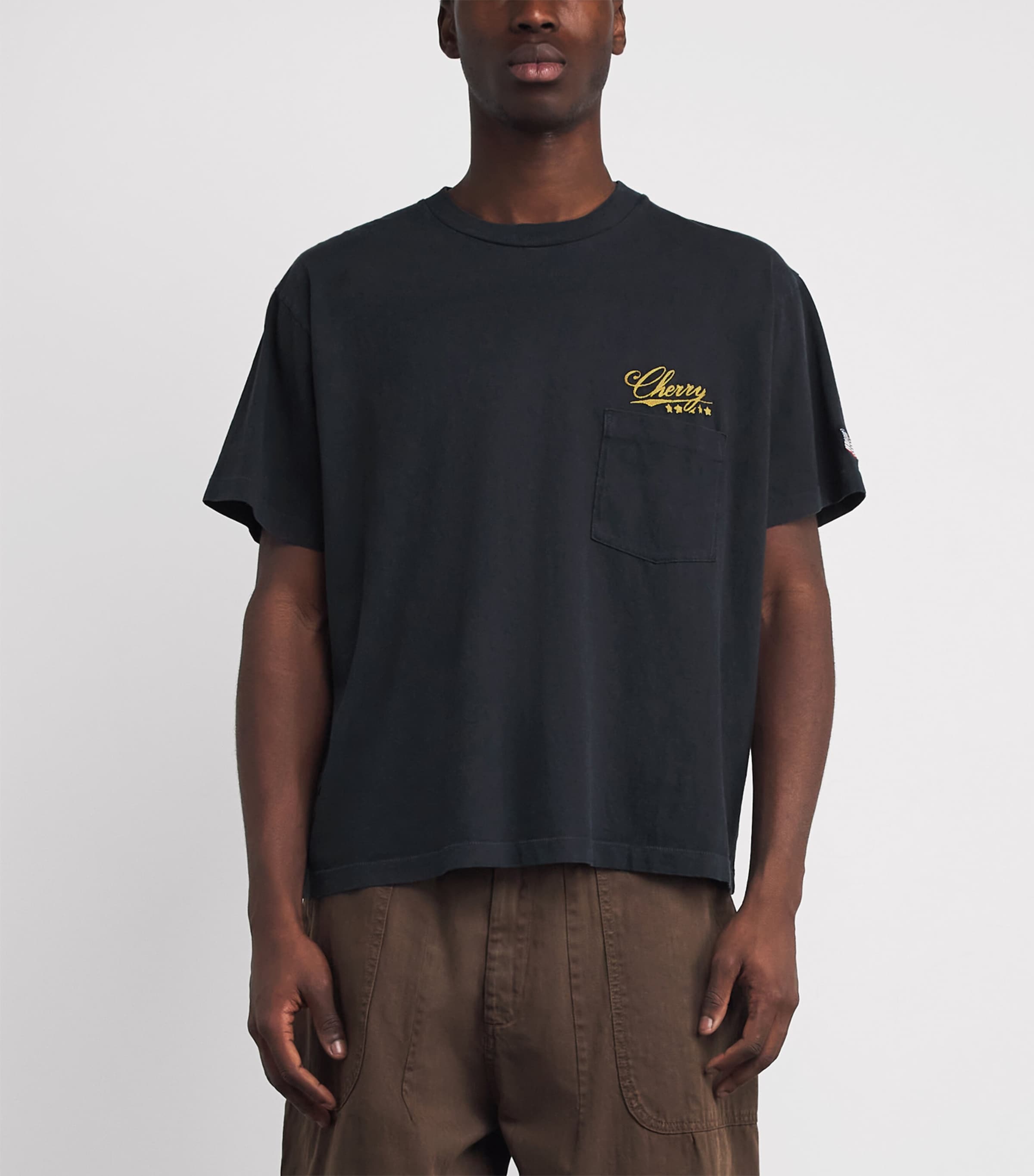 Cotton Five Star Print T-Shirt VINTAGE BLACK Image 3