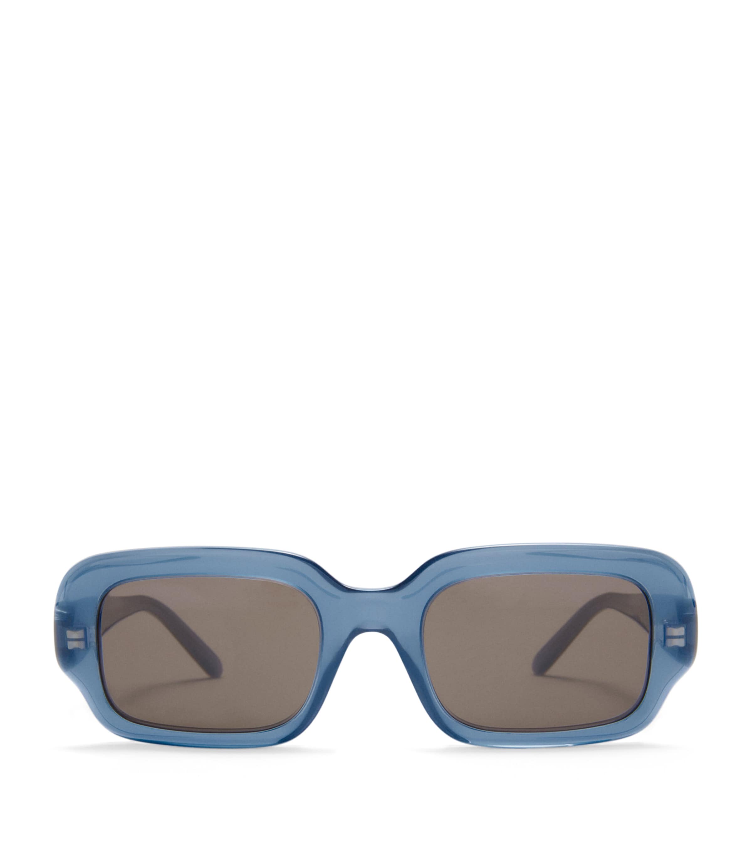 Loewe Acetate Rectangular Slim Sunglasses In Blue