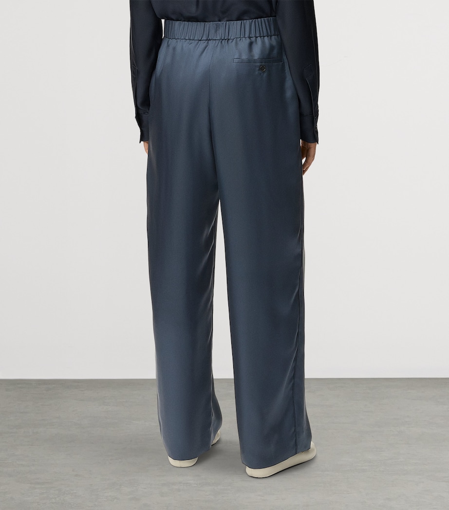 LOEWE Womens Silk-Blend Logo Waistband Trousers Dark Grey Image 4