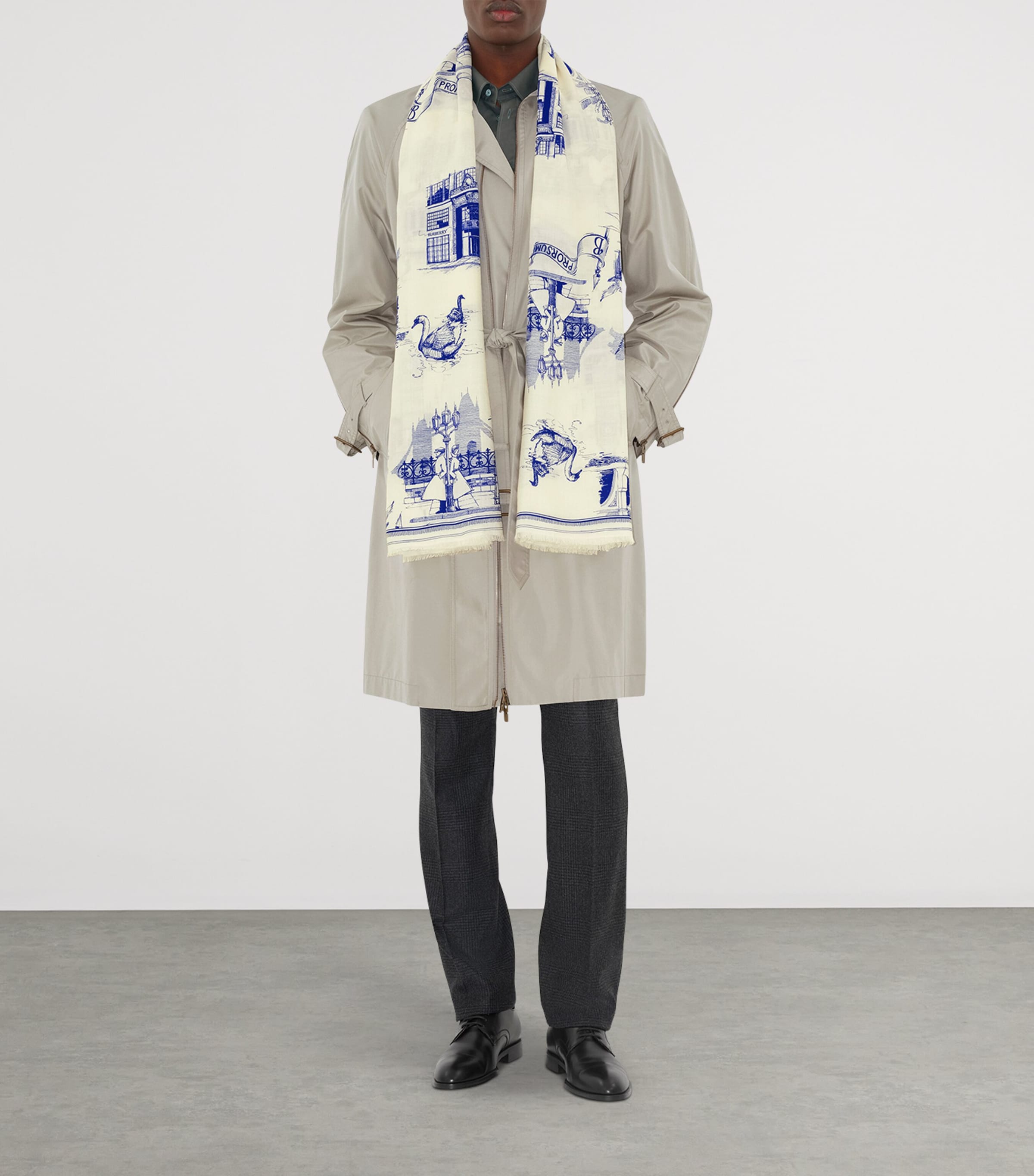 Burberry Silk-Wool London Landmarks Scarf Knight Blue Image 4