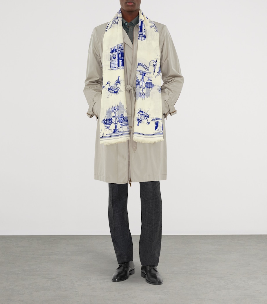 Burberry Silk-Wool London Landmarks Scarf Knight Blue Image 4